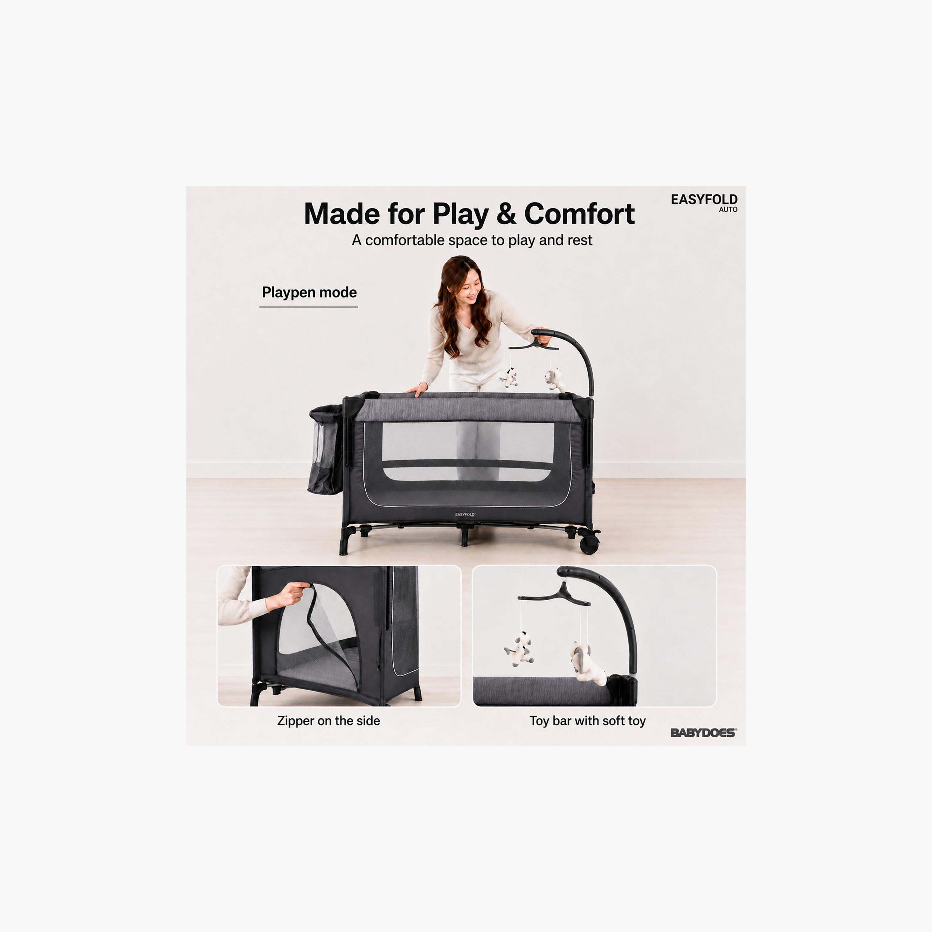 Babydoes 5-In-1 Easyfold Auto Portable Playard & Foldable Travel Bed-baby-infantactivity-playpensandplaymats-image-3