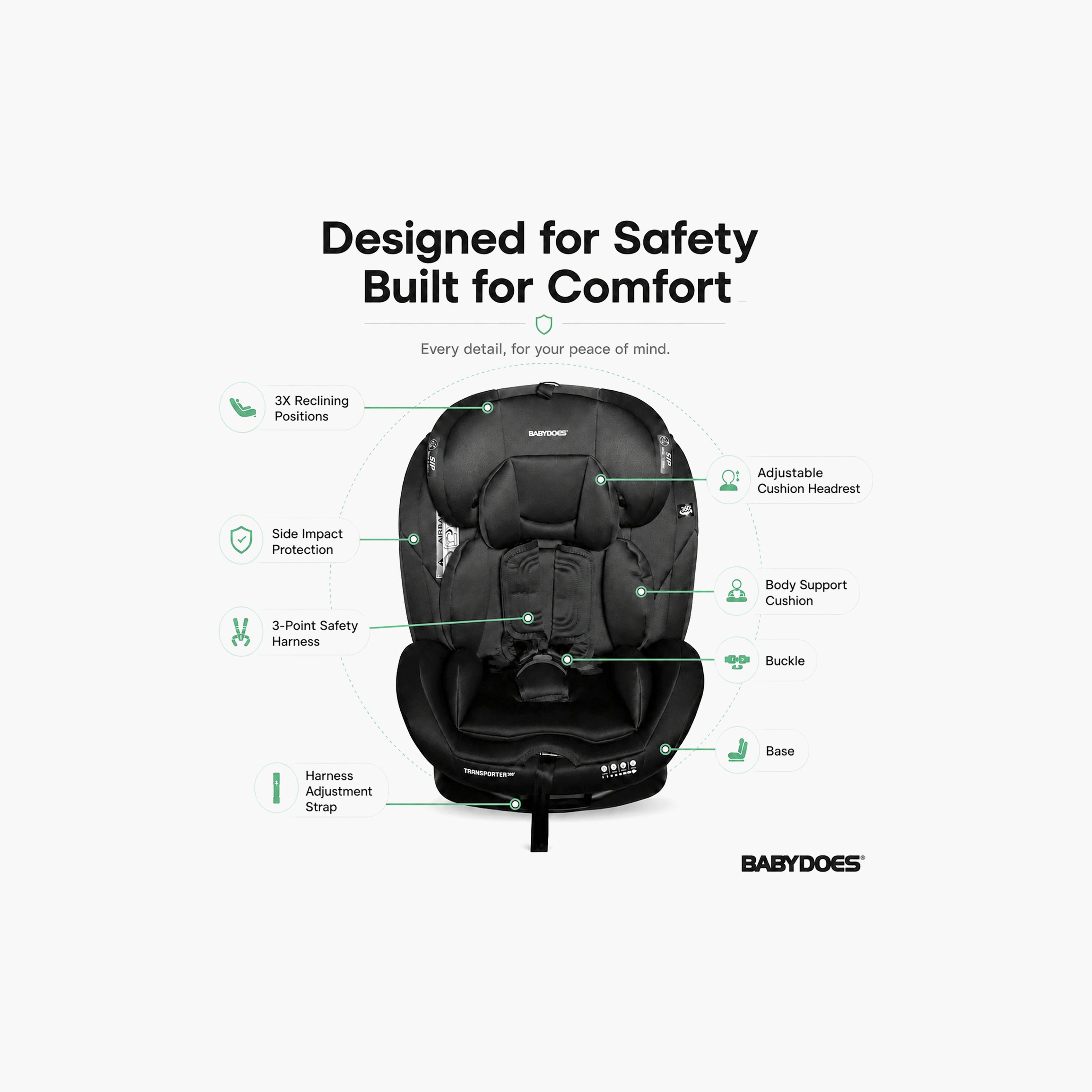 مقعد سيارة للأطفال يدور 360 درجة مع إنذار أمان ذكي بتصميم ترانسبورتر من بيبيدوز-baby-gear-carseats-image-4