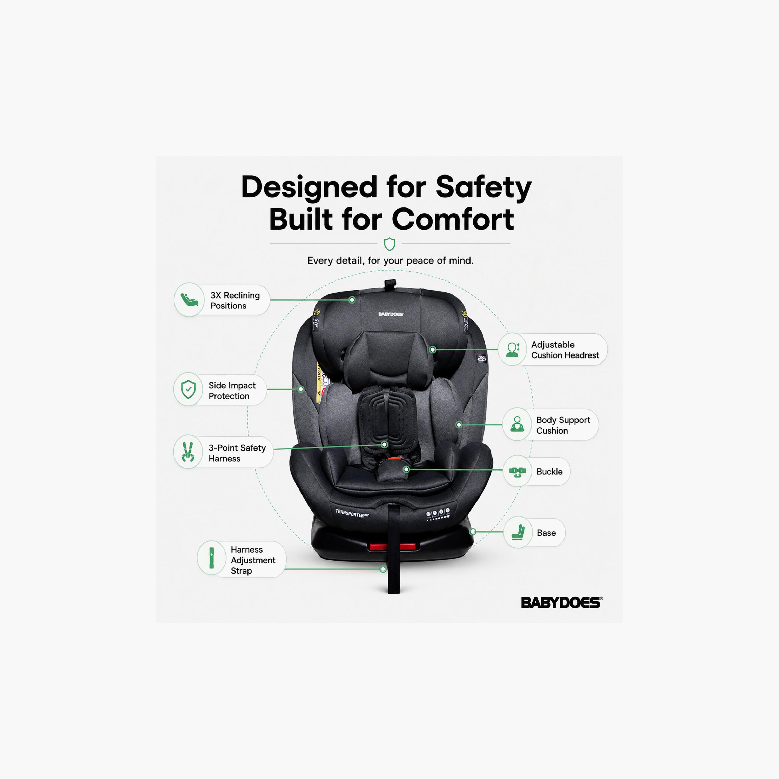 مقعد سيارة للأطفال يدور 360 درجة مع إنذار أمان ذكي بتصميم ترانسبورتر من بيبيدوز-baby-gear-carseats-image-4