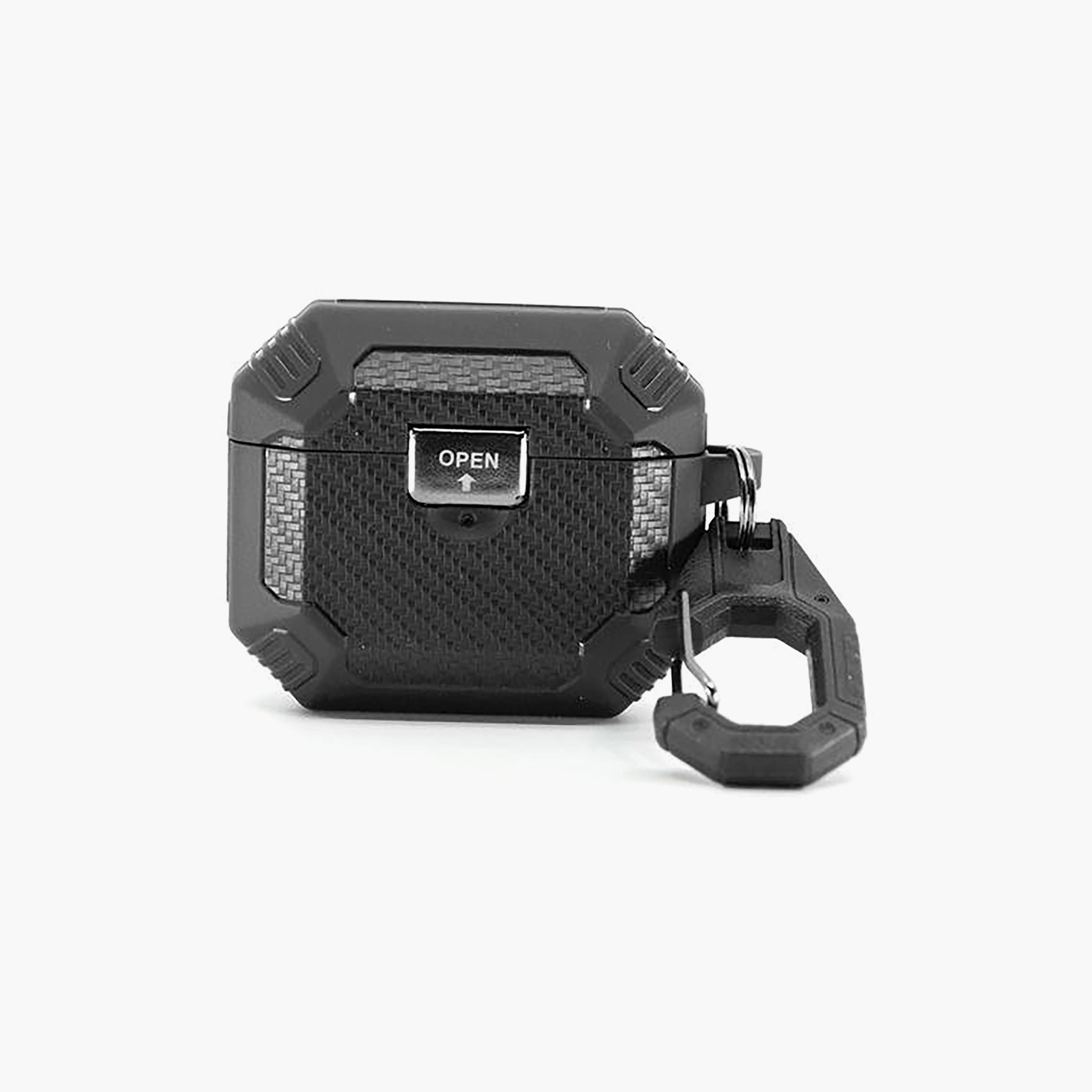جراب بتصميم ألياف الكربون أسود لسماعات إيربودز برو/برو 2 من كويكس | QAPPCCBK200-electronics-accessories-mobileaccesories-image-1