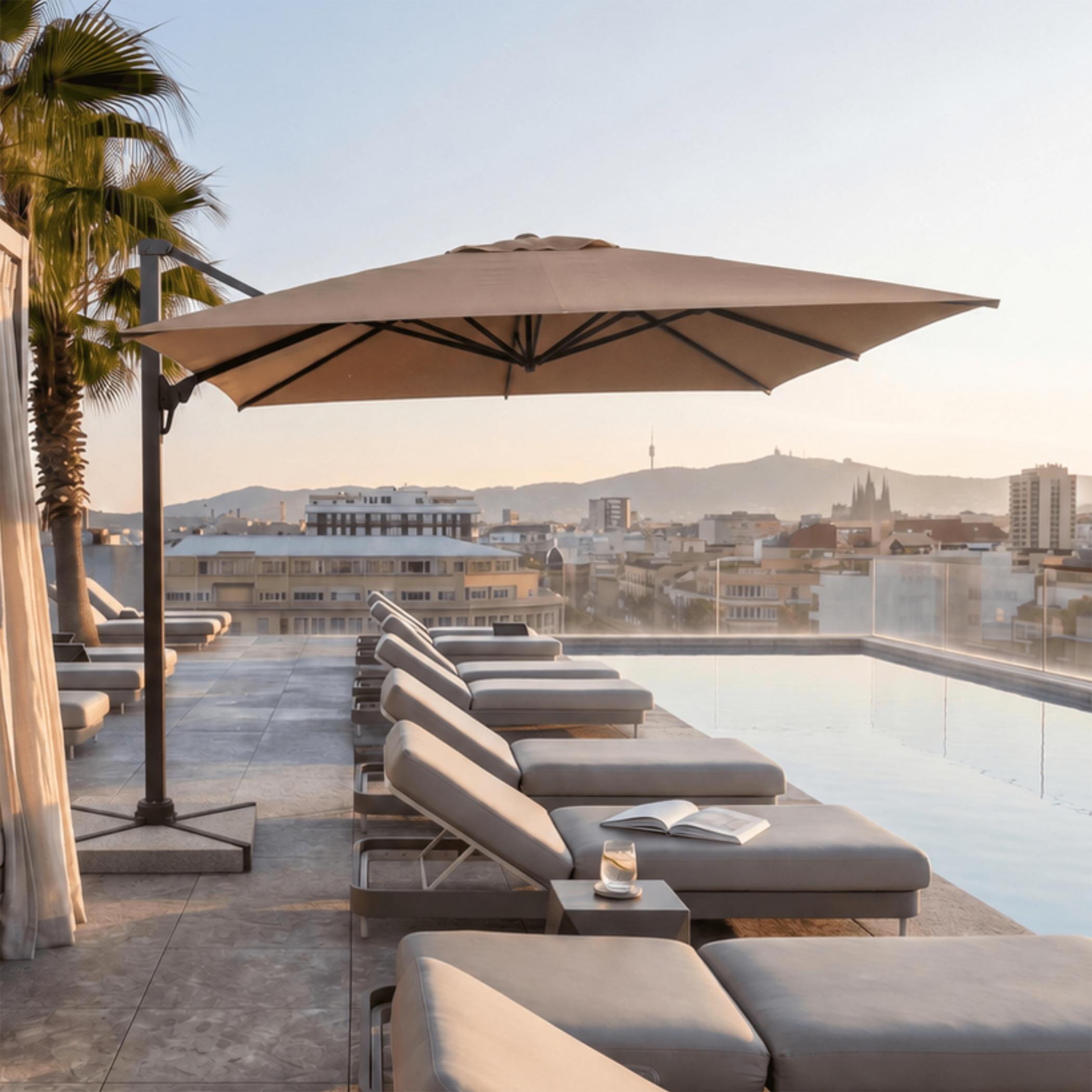 Swin Aluminium Outdoor Umbrella with Rotating Canopy - 270x360 cm