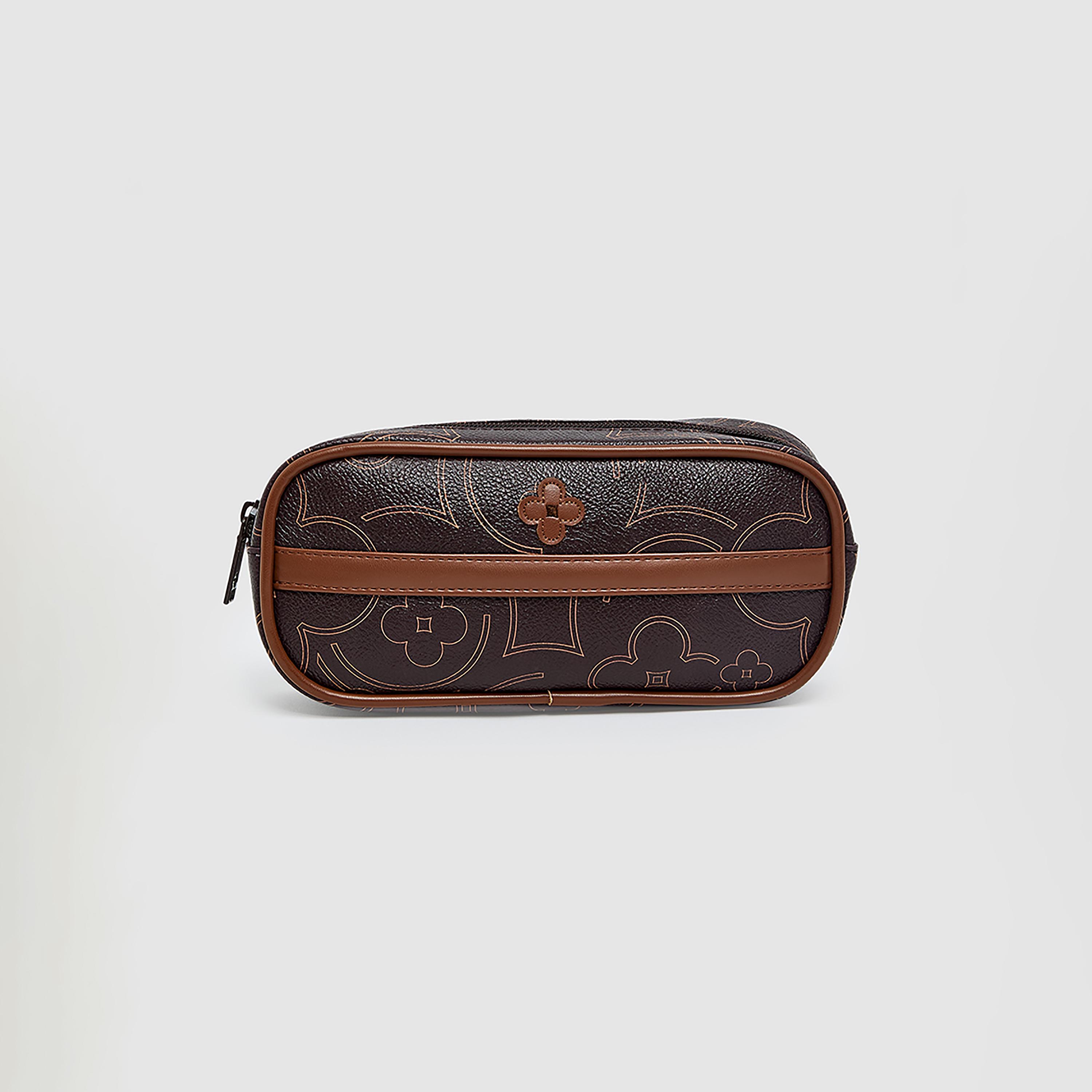 KOTON Monogram Pencil Pouch with Zip Closure | 21 x 6.5 x 6.5 CM-school-stationery-pencilcases-image-1