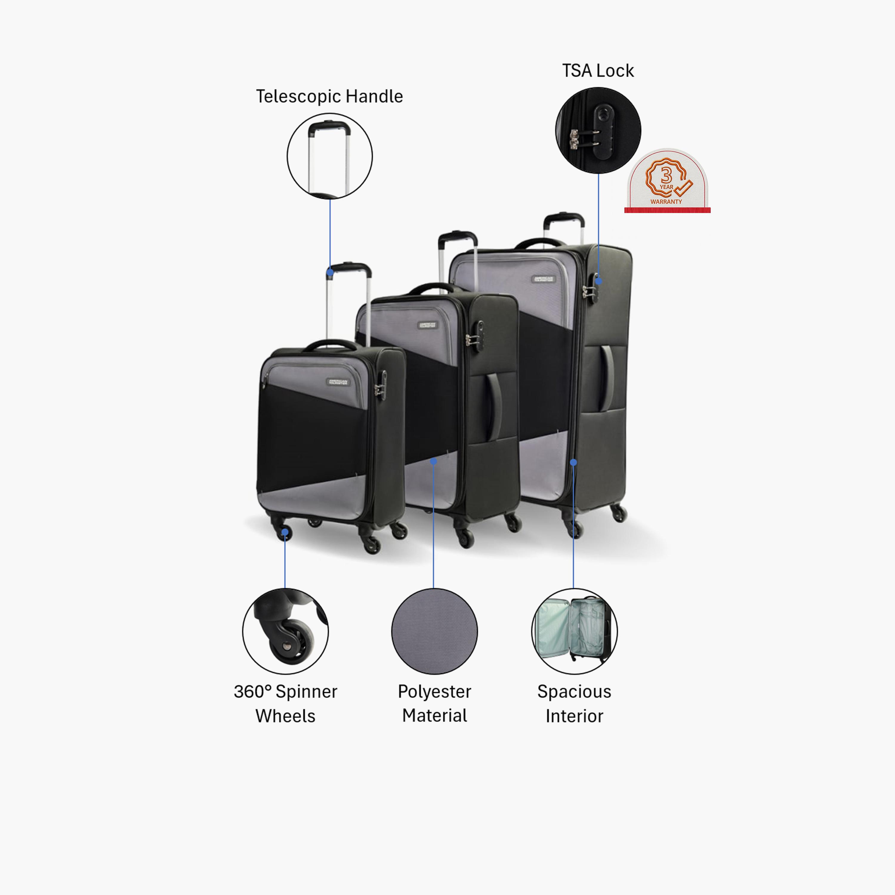 American Tourister Mystic Set of 3 Polyester Soft-Sided 4-Wheeler Spinner Trolley Bag with Combination Lock-travel-luggagesandbags-luggage-image-2