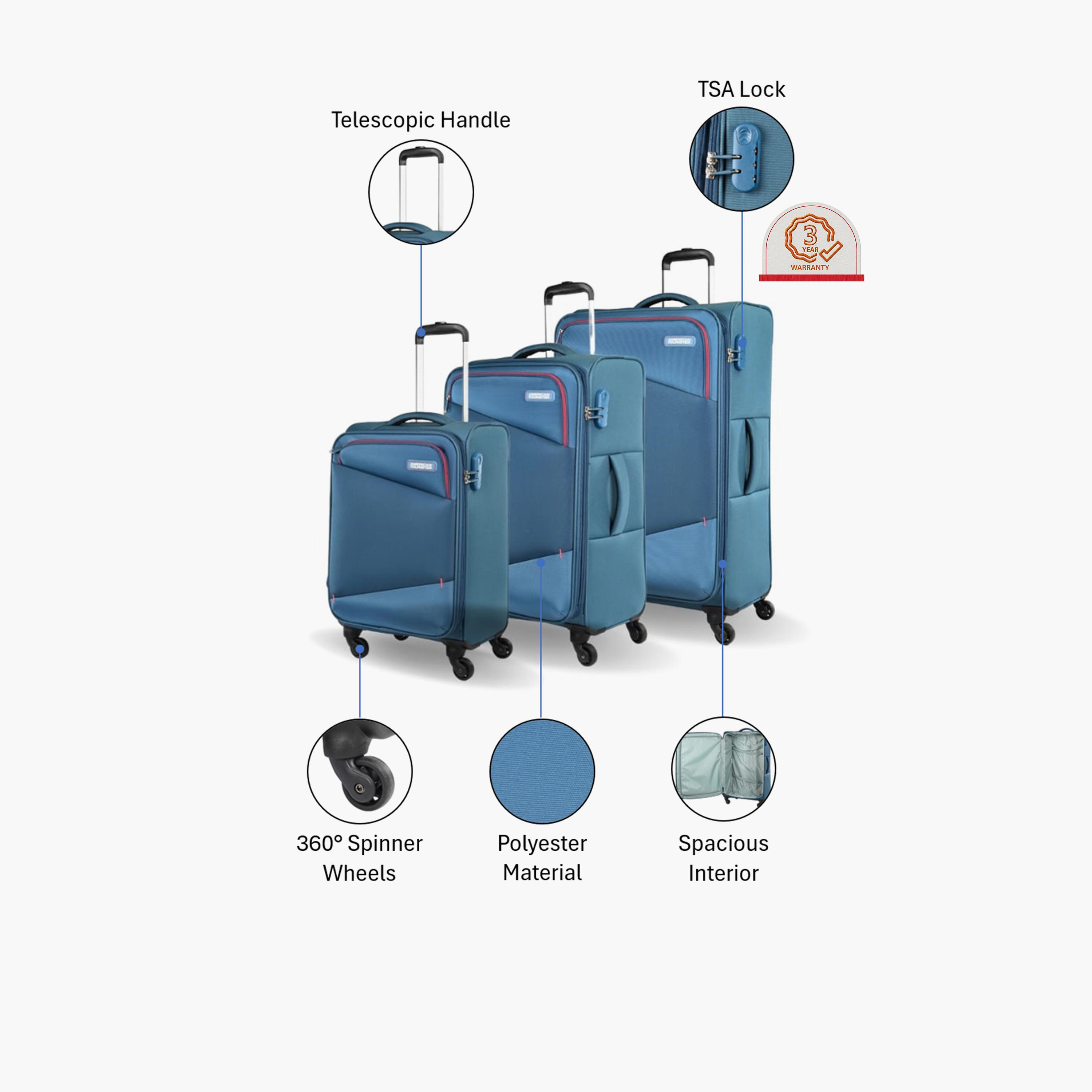 American Tourister Mystic Set of 3 Polyester Soft-Sided 4-Wheeler Spinner Trolley Bag with Combination Lock-travel-luggagesandbags-luggage-image-2