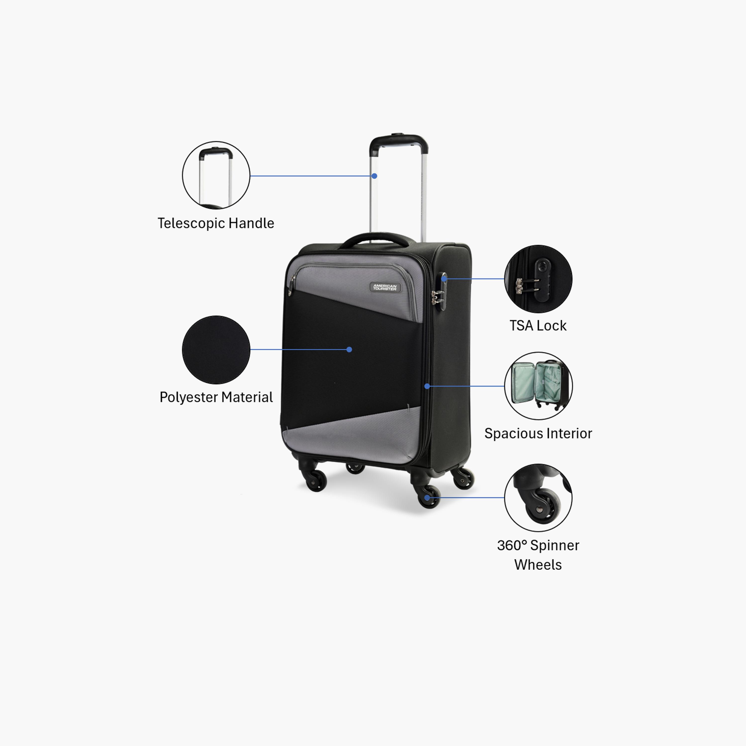 American Tourister Mystic 55 CM Small Cabin Polyester Soft-Sided 4-Wheeler Spinner Trolley Bag with Combination Lock-travel-luggagesandbags-luggage-image-3