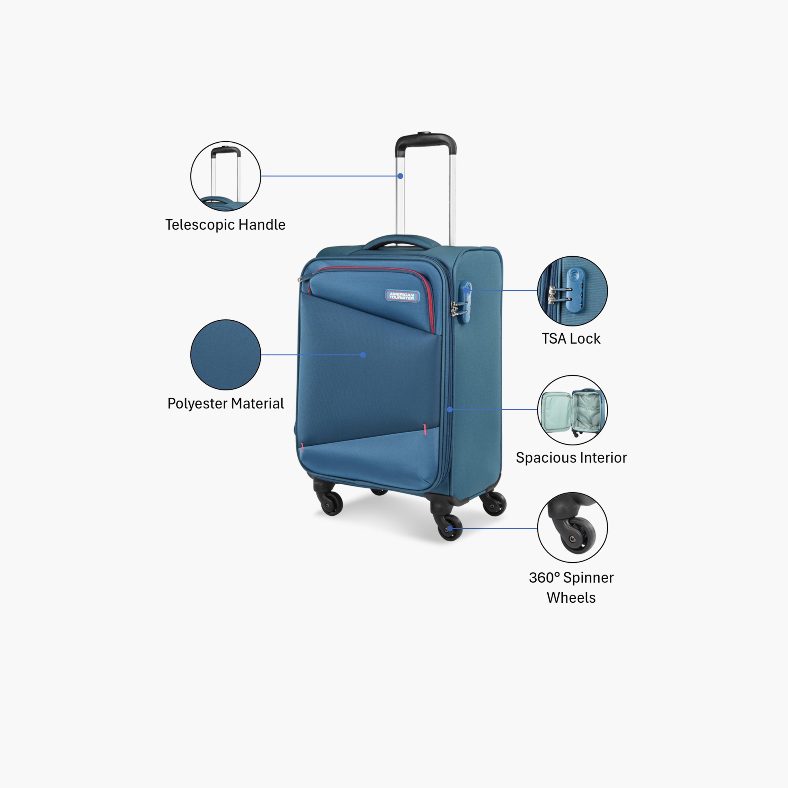 American Tourister Mystic 55 CM Small Cabin Polyester Soft-Sided 4-Wheeler Spinner Trolley Bag with Combination Lock-travel-luggagesandbags-luggage-image-3