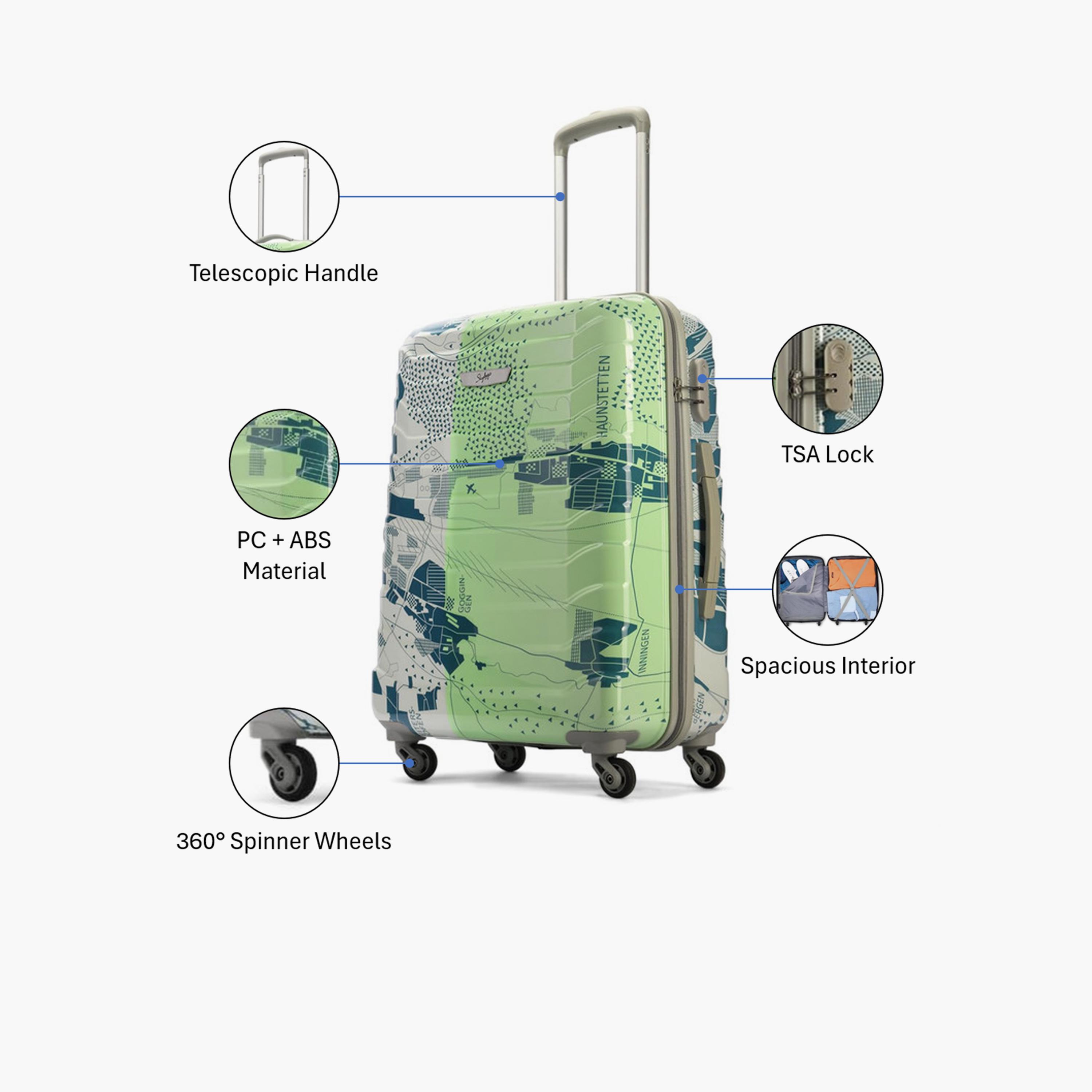 Skybags TROOPER 65 CM Medium Check-In Polycarbonate with ABS Hard-Sided 4-Wheeler Spinner Trolley Bag with Combination Lock-travel-luggagesandbags-luggage-image-3