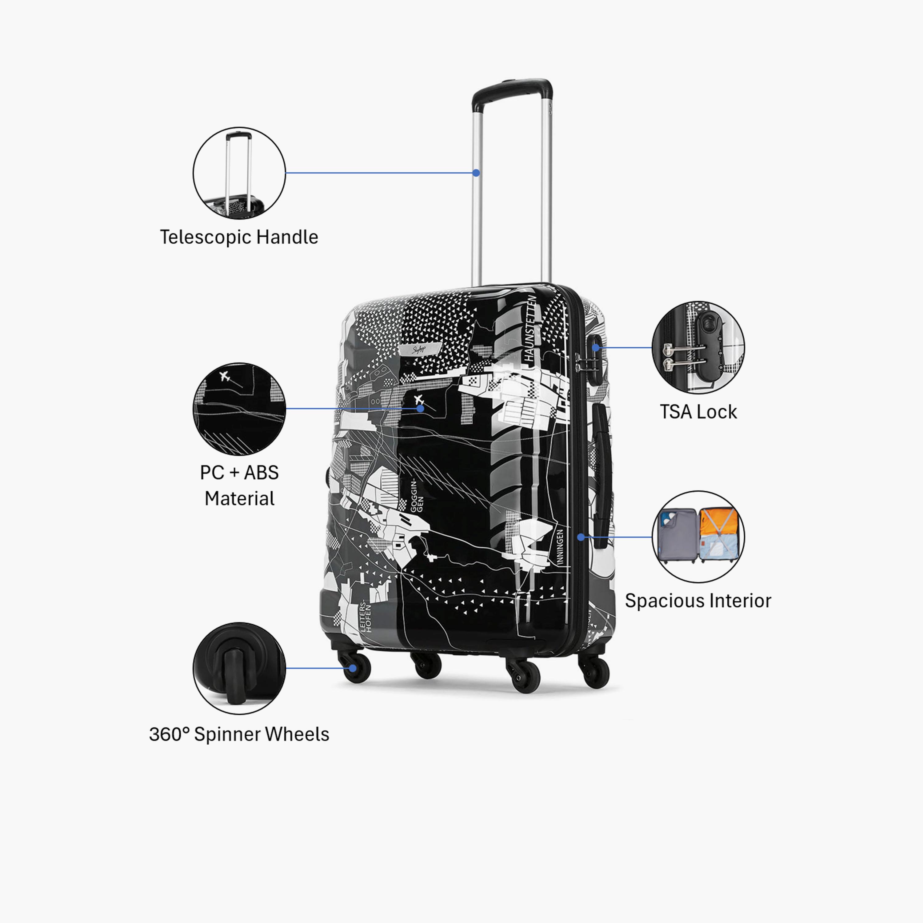 Skybags TROOPER 65 CM Medium Check-In Polycarbonate with ABS Hard-Sided 4-Wheeler Spinner Trolley Bag with Combination Lock-travel-luggagesandbags-luggage-image-3