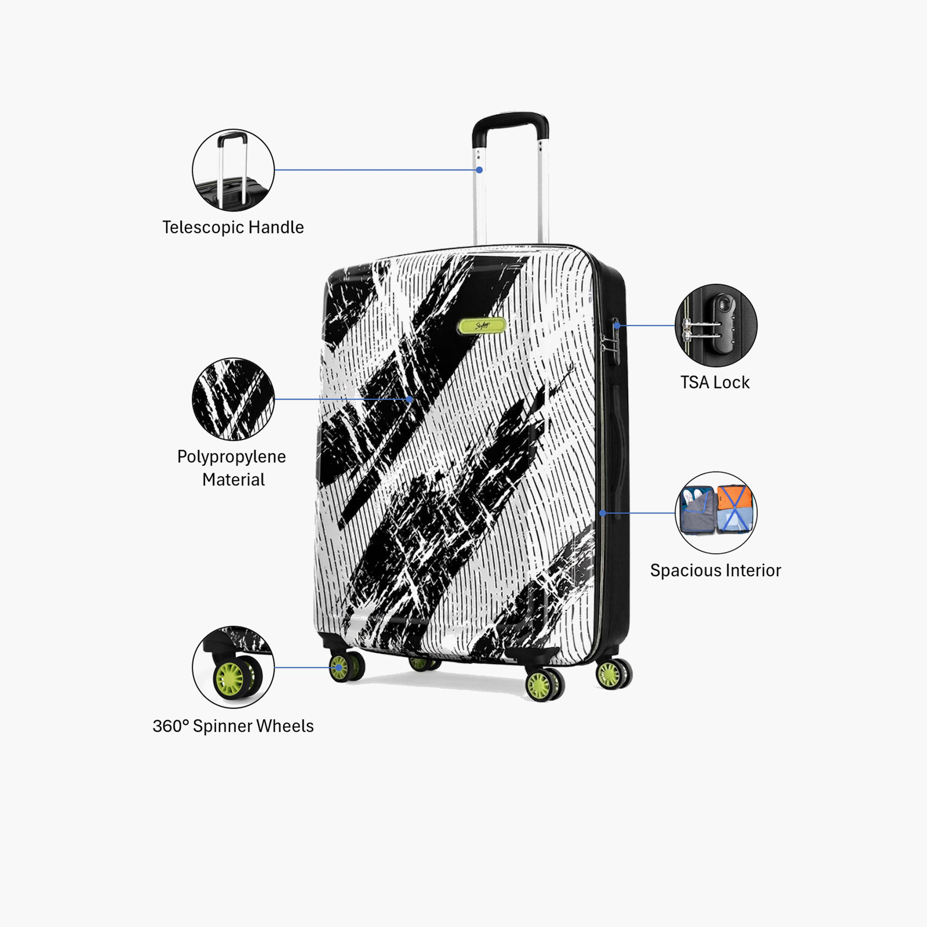 Skybags STROKE NEO 75 CM Large Check-In Polypropylene Hard-Sided 4-Wheeler Spinner Trolley Bag with Combination Lock-travel-luggagesandbags-luggage-image-3