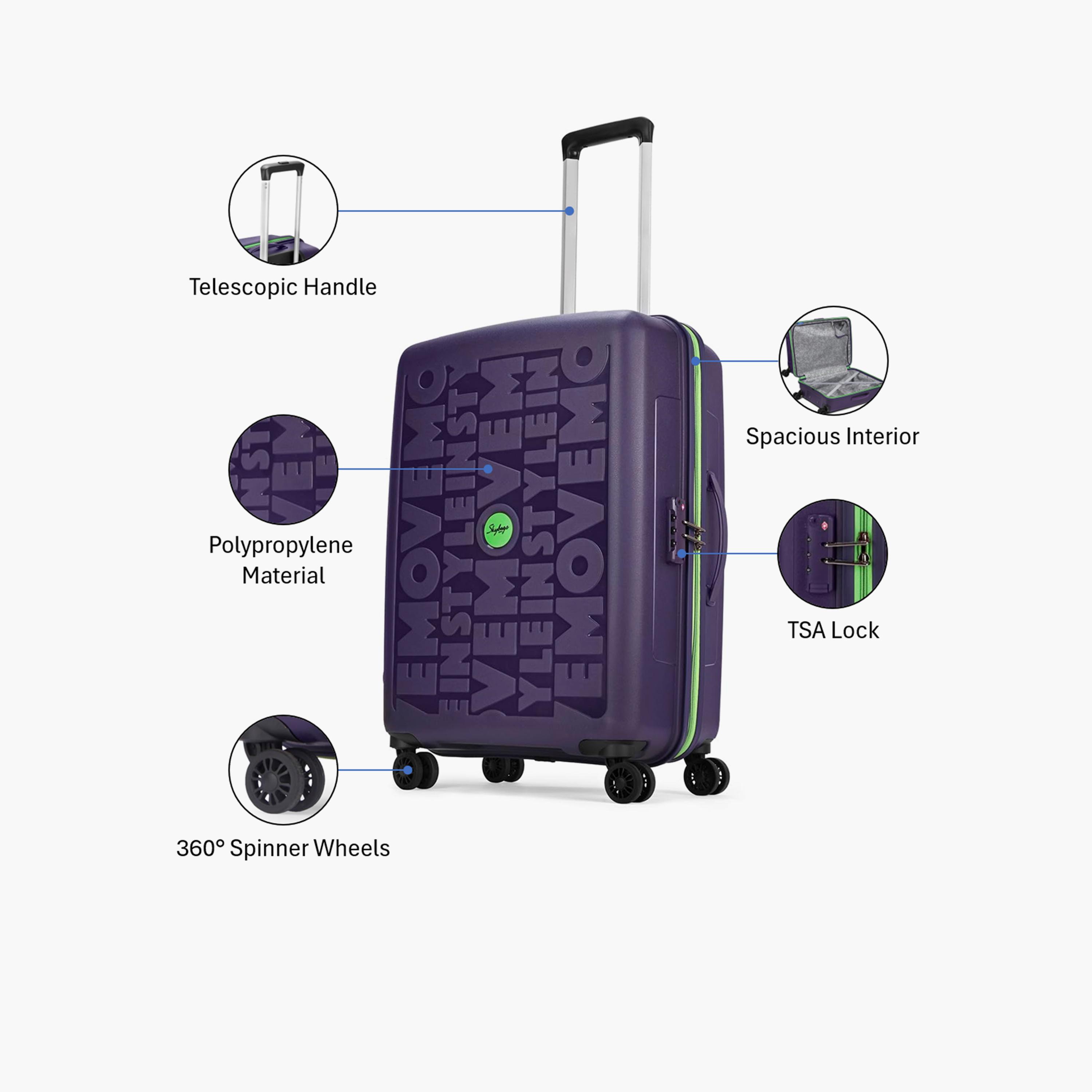 Skybags Play 66 CM Medium Check-In Polypropylene Hard-Sided 4-Wheeler Spinner Trolley Bag with TSA Lock-travel-luggagesandbags-luggage-image-3
