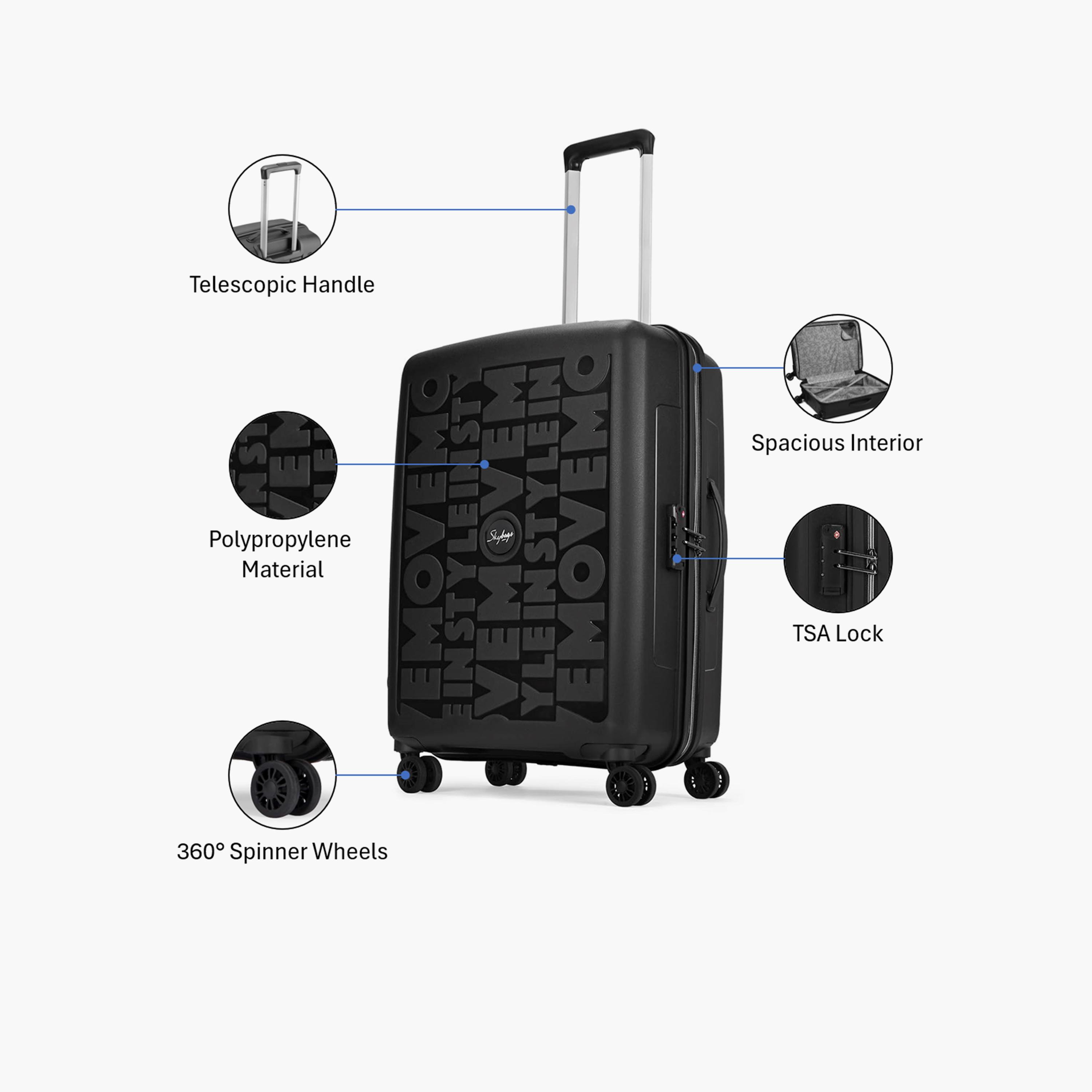 Skybags Play 66 CM Medium Check-In Polypropylene Hard-Sided 4-Wheeler Spinner Trolley Bag with TSA Lock-travel-luggagesandbags-luggage-image-3