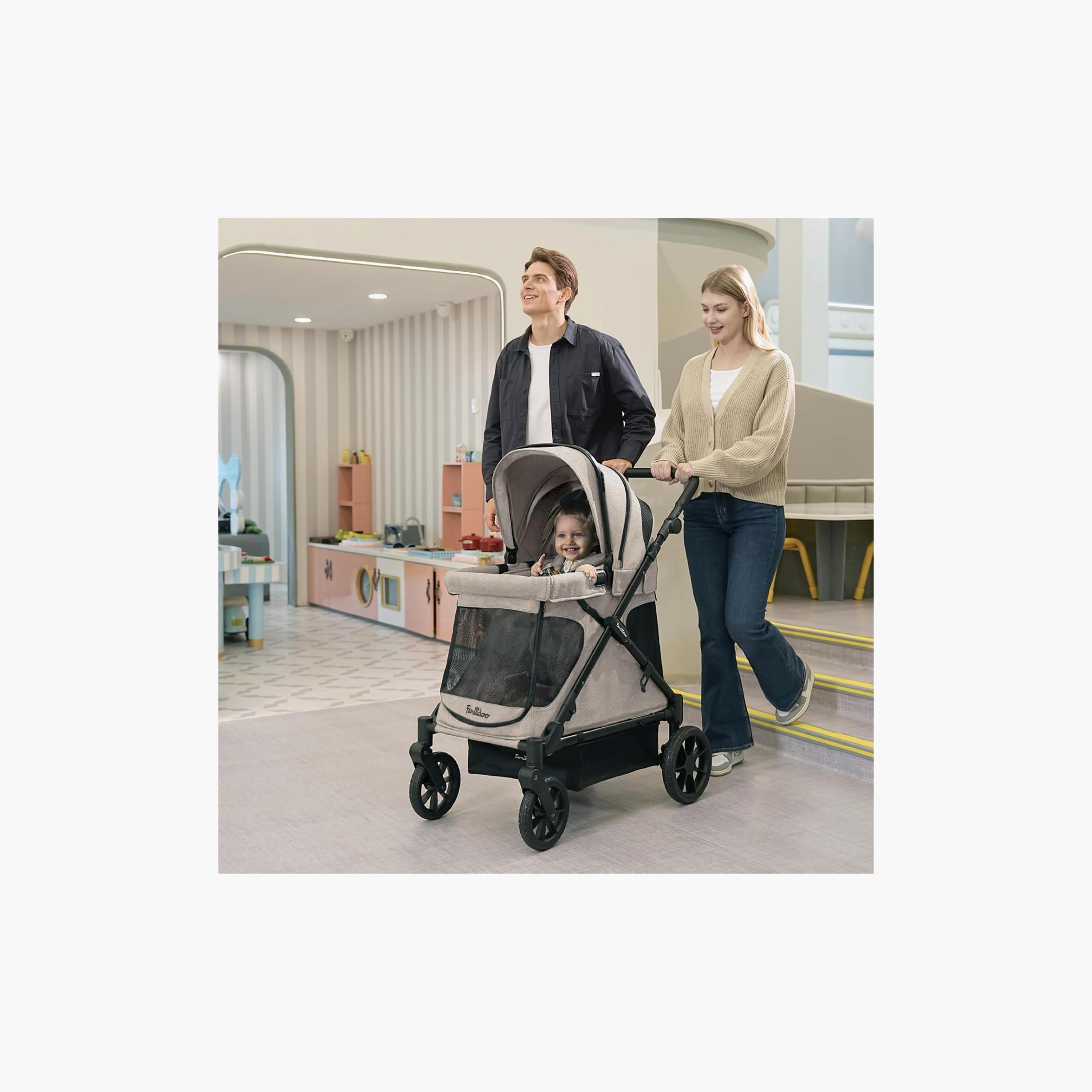 Familidoo Q1 Foldable Multi-Use Wagon Stroller with Magnetic Safety Harness-baby-gear-strollersandprams-strollers-image-5