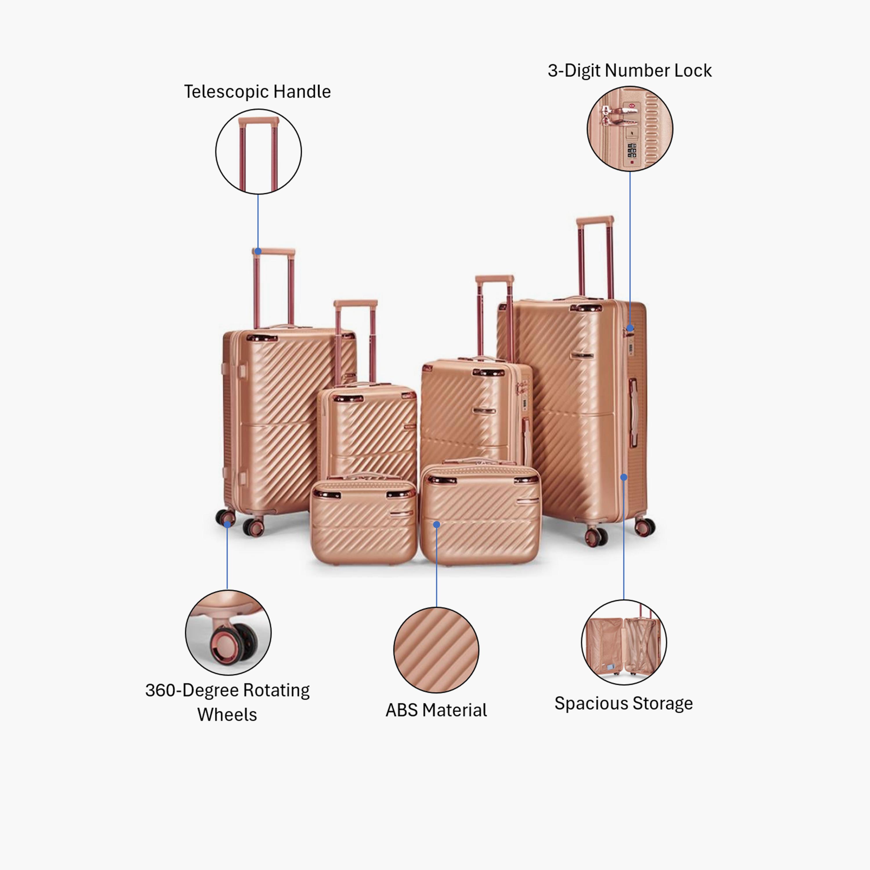 Limra Set of 6 ABS Hard-Sided 4-Wheeler Spinner Trolley Bags with Combination Lock-travel-luggagesandbags-luggage-image-2