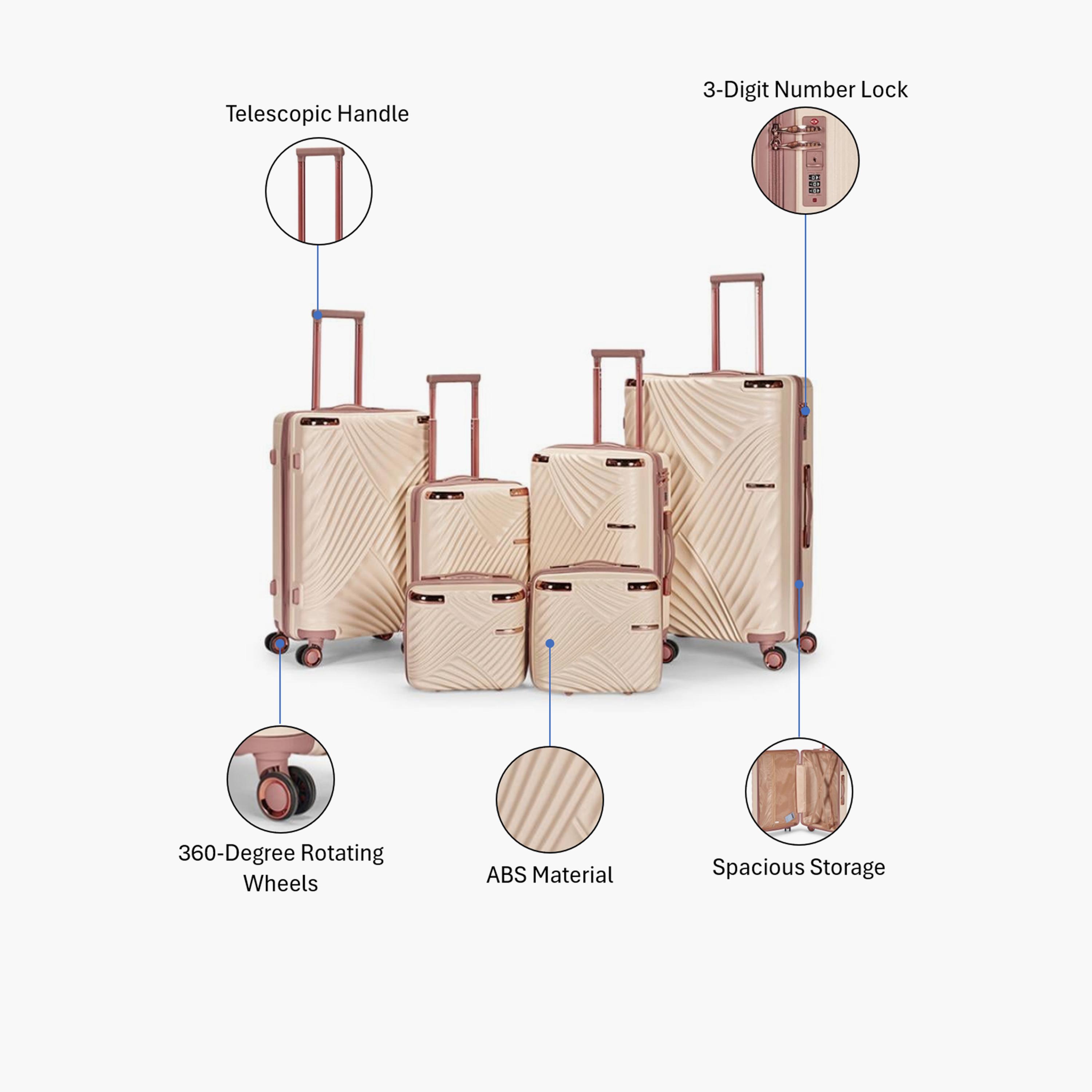 Limra Set of 6 ABS Hard-Sided 4-Wheeler Spinner Trolley Bags with Combination Lock-travel-luggagesandbags-luggage-image-2