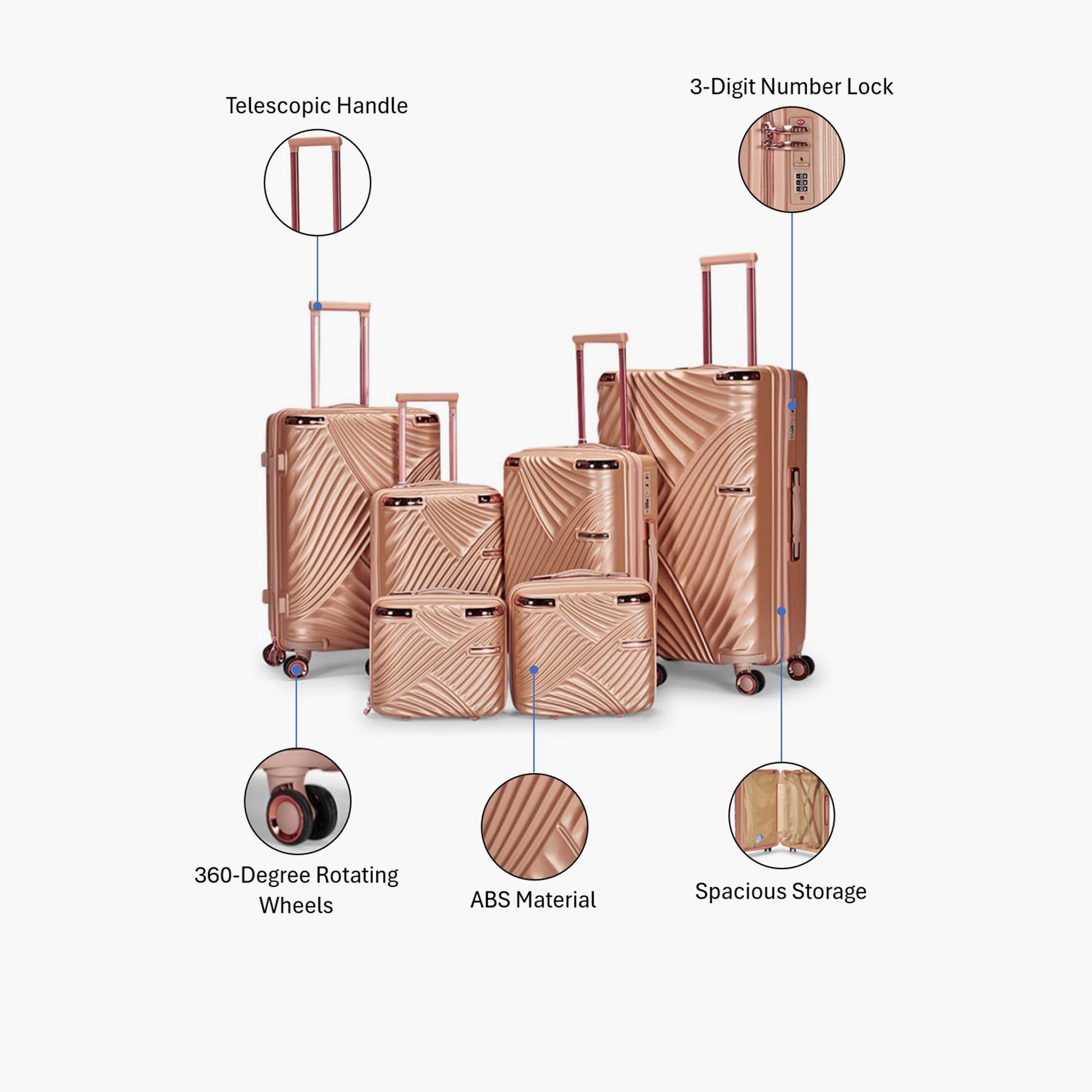 Limra Set of 6 ABS Hard-Sided 4-Wheeler Spinner Trolley Bags with Combination Lock-travel-luggagesandbags-luggage-image-2