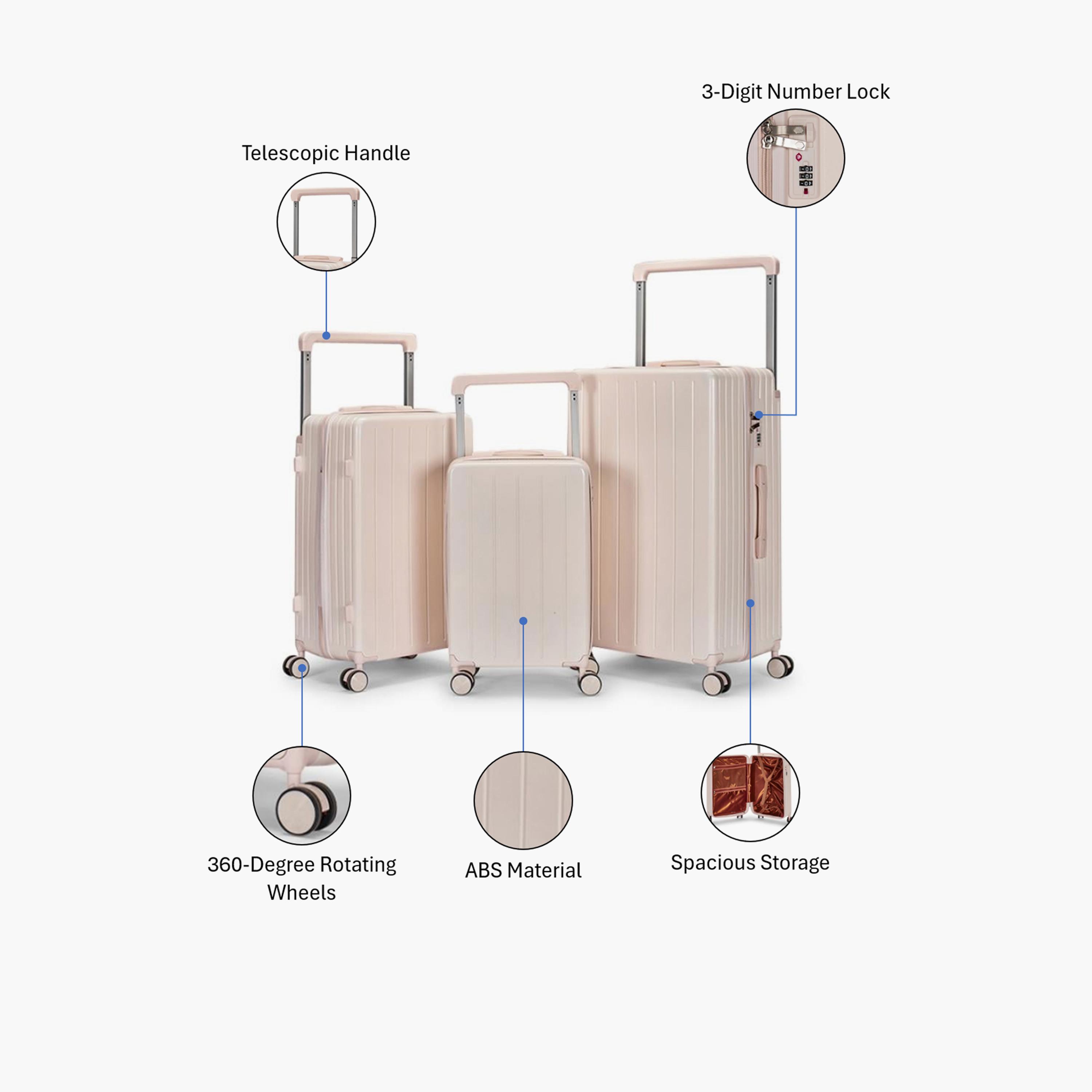 Limra Set of 3 Polycarbonate Hard-Sided 4-Wheeler Spinner Trolley Bags with Combination Lock-travel-luggagesandbags-luggage-image-2