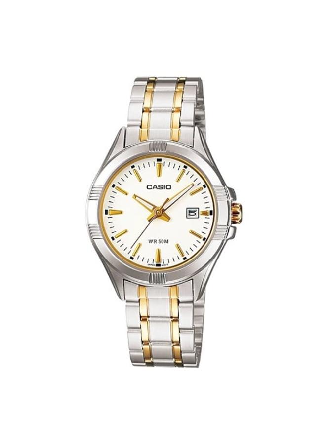 ساعة كاسيو نسائية تناظرية بمينا أبيض | LTP-1308SG-7AVDF-women-watchesandjewellery-watches-image-1