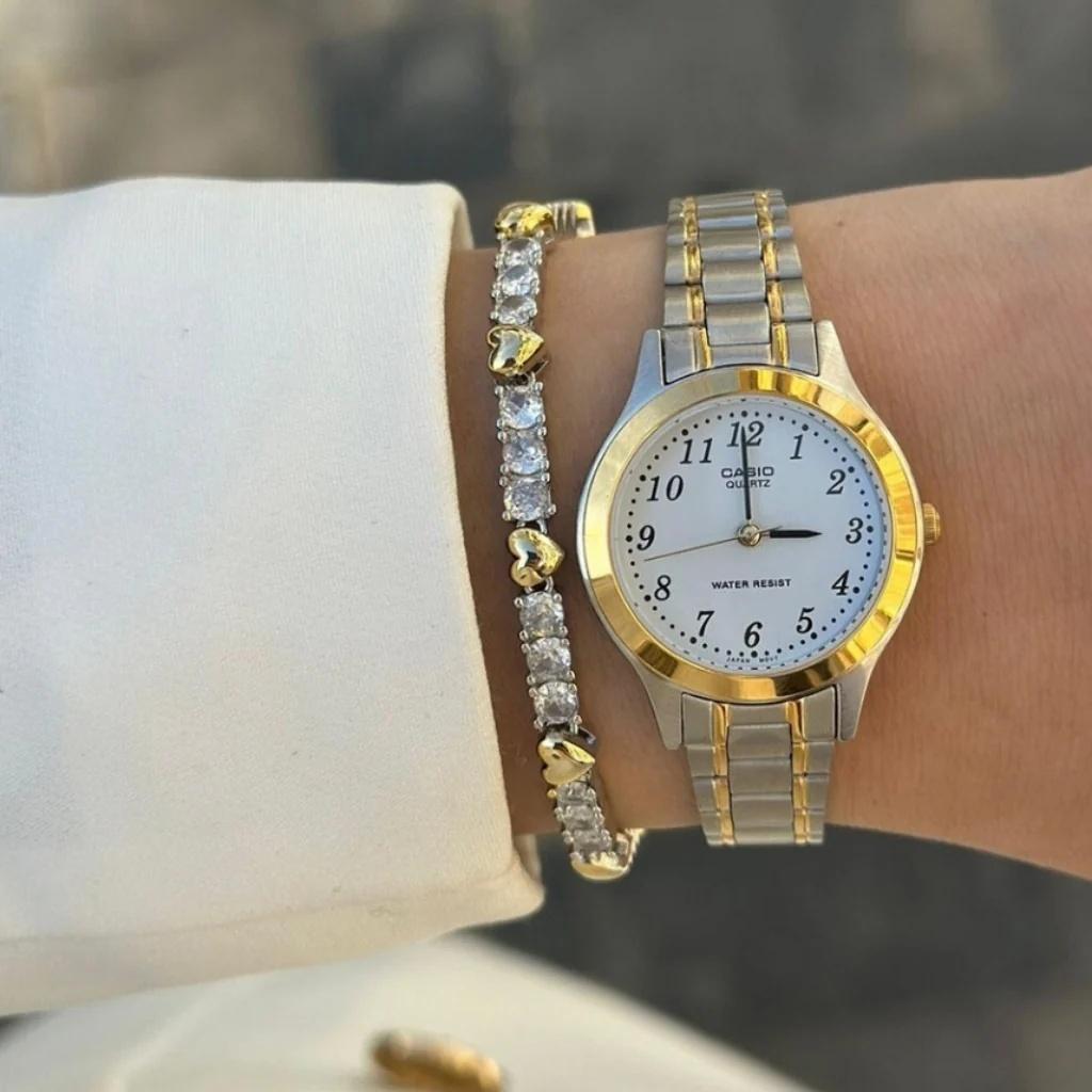 ساعة كاسيو نسائية تناظرية بمينا أبيض | LTP-1128G-7BRDF-women-watchesandjewellery-watches-image-3