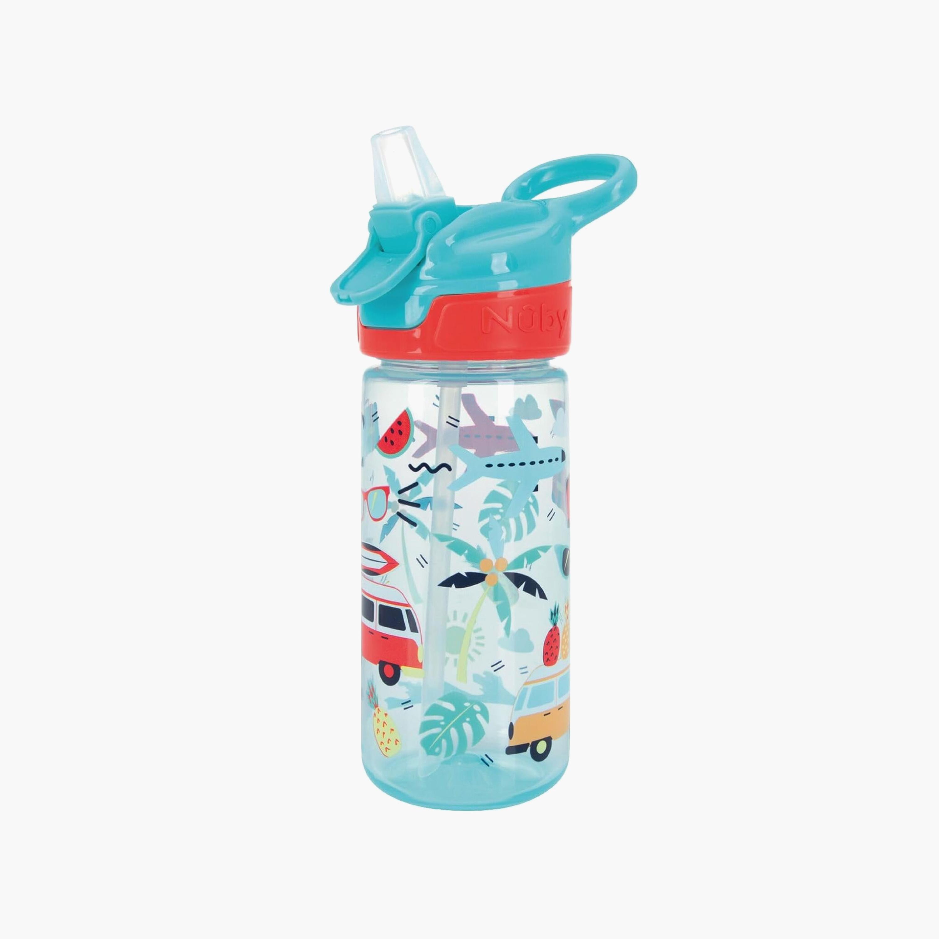 زجاجات مياه بلاستيكية سوبر كوينش بوهة فتح وطي مع مقبض حمل قطعتين من نوبي-school-waterbottles-image-2