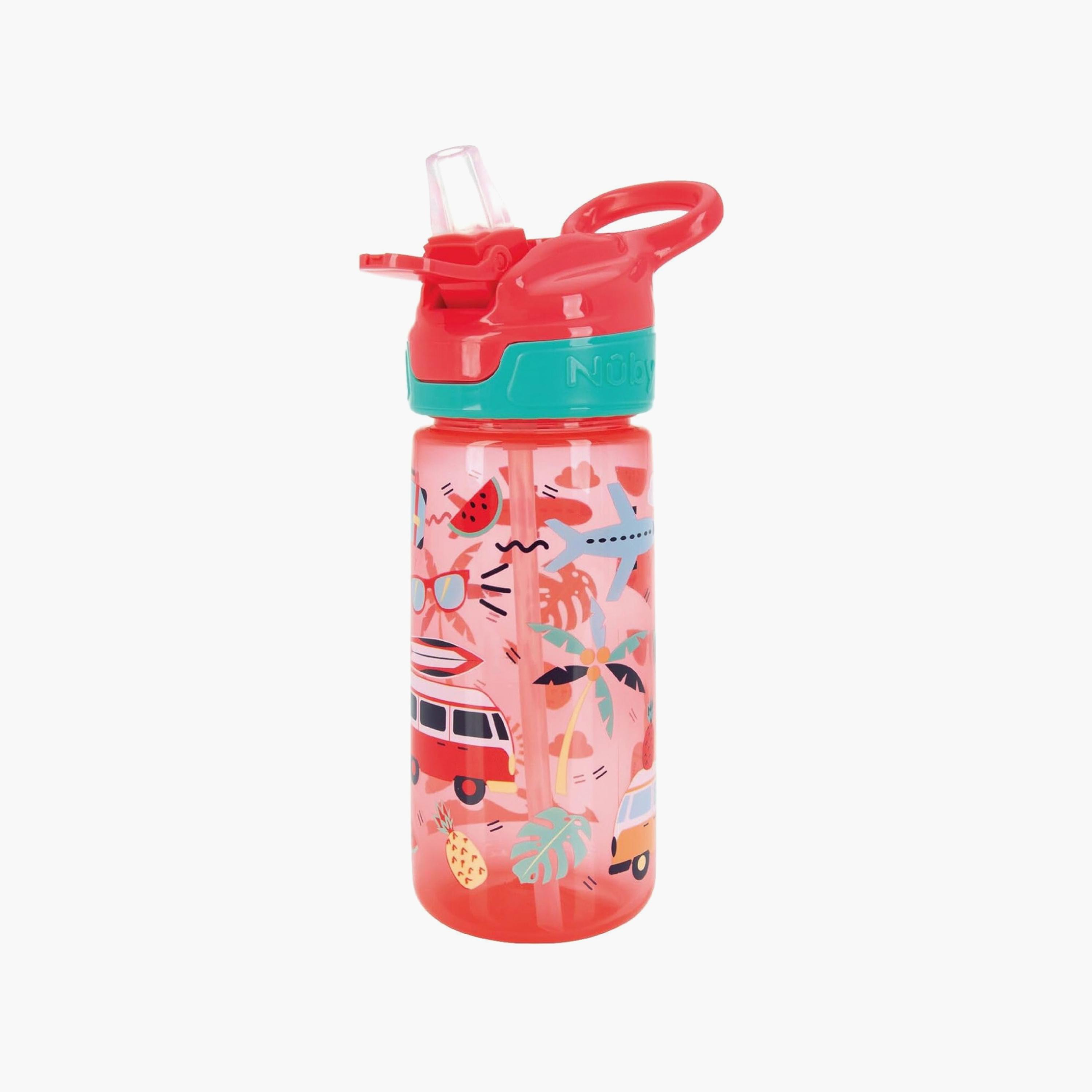 زجاجات مياه بلاستيكية سوبر كوينش بوهة فتح وطي مع مقبض حمل قطعتين من نوبي-school-waterbottles-image-3