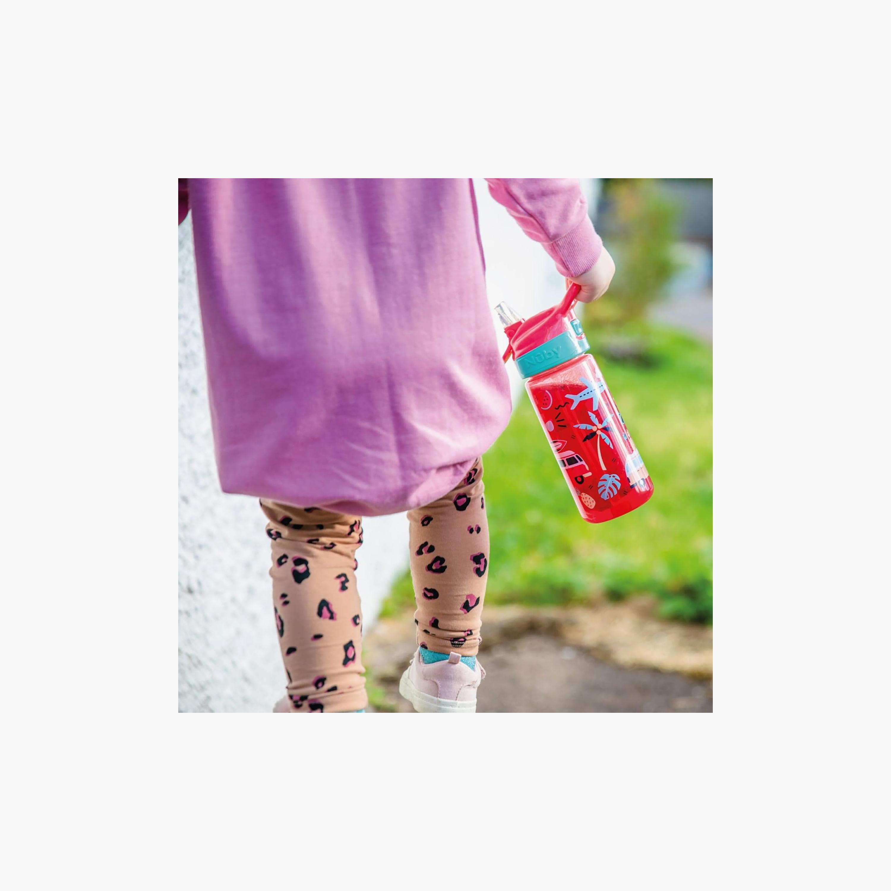 زجاجات مياه بلاستيكية سوبر كوينش بوهة فتح وطي مع مقبض حمل قطعتين من نوبي-school-waterbottles-image-5