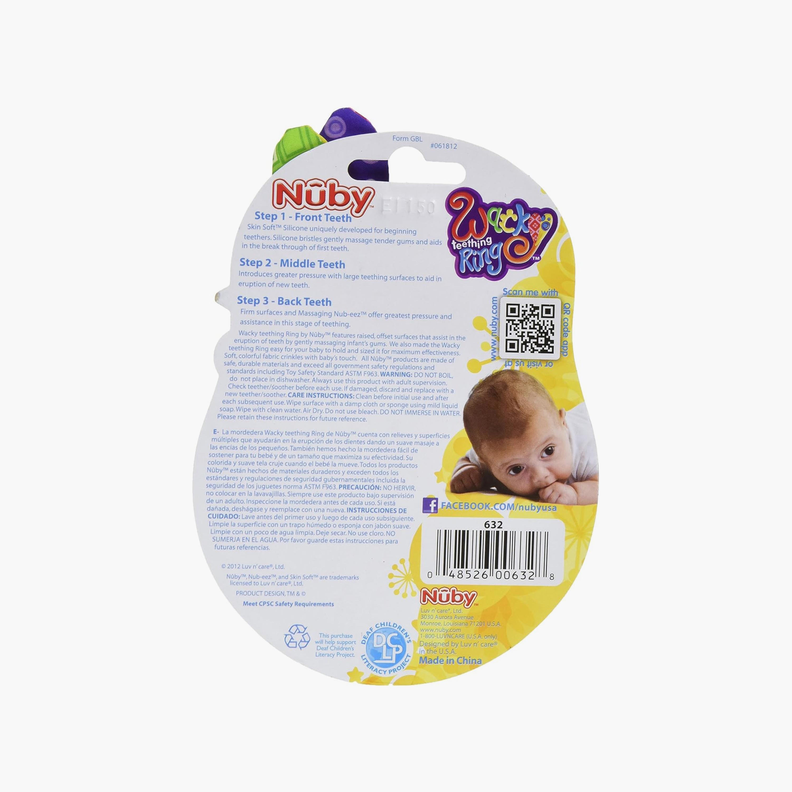 حلقة تسنين مع مدلك لثة بارز الملمس واكي ثيتر ألوان متنوعة من نوبي-toys-babyandtoddlertoys-rattlesandteethers-image-8