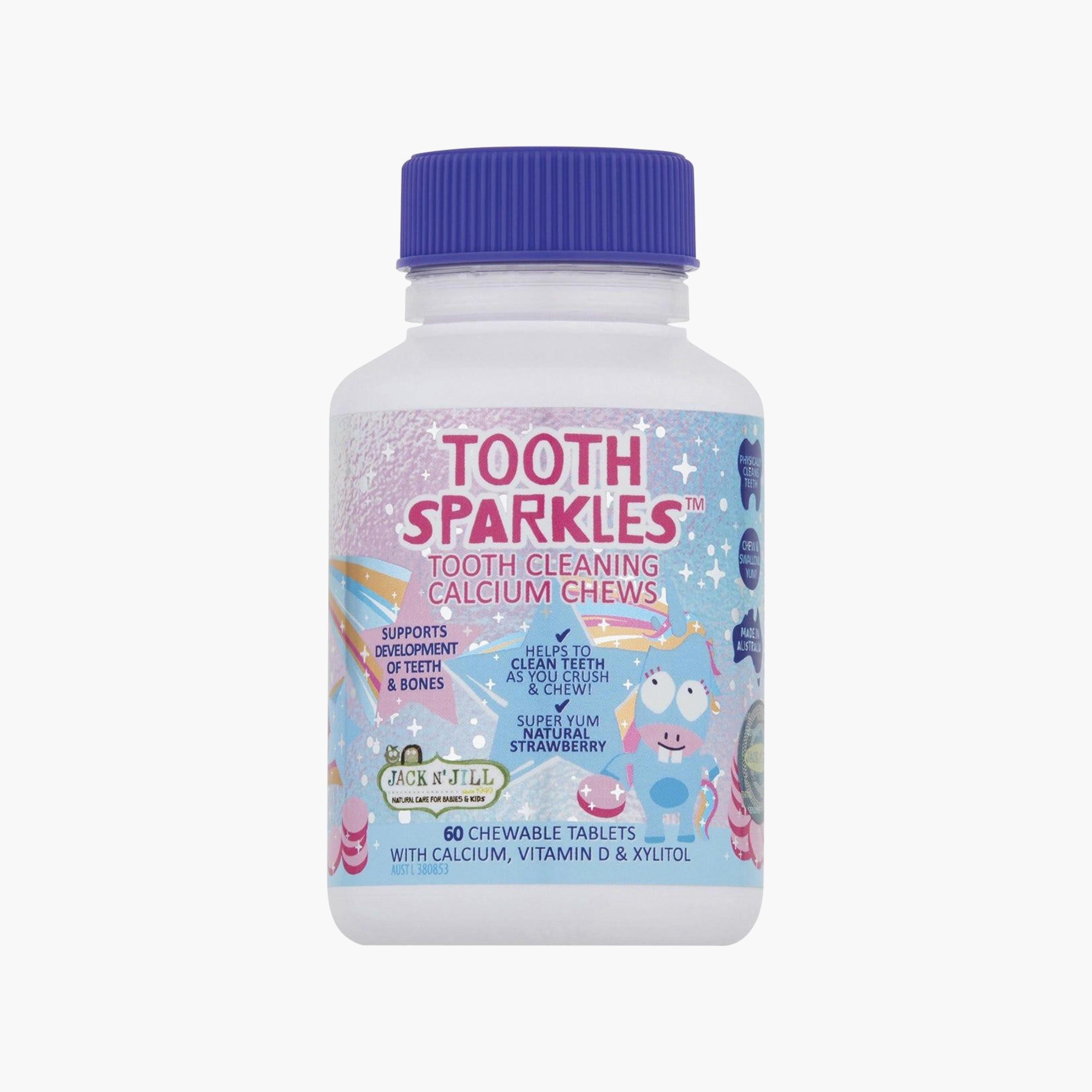 أقراص الكالسيوم القابلة للمضغ لتنظيف الأسنان توث سباركلز 60 قطعة من جاك أند جيل-baby-bathandcare-oralcare-teethanddentalcare-image-1