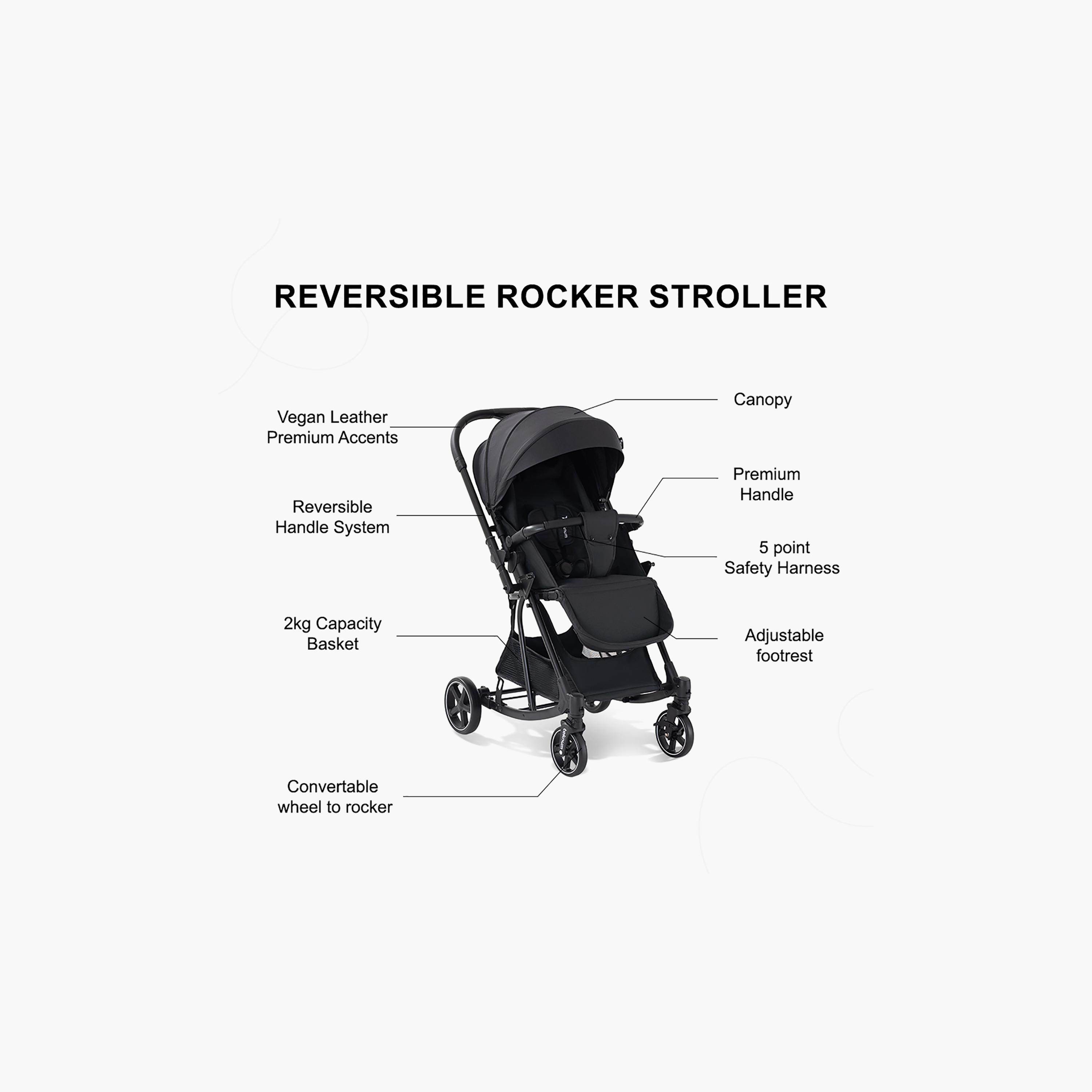 Teknum 2-In-1 One Hand Fold Glide Reversible Rocker Stroller with Canopy-baby-gear-strollersandprams-strollers-image-9