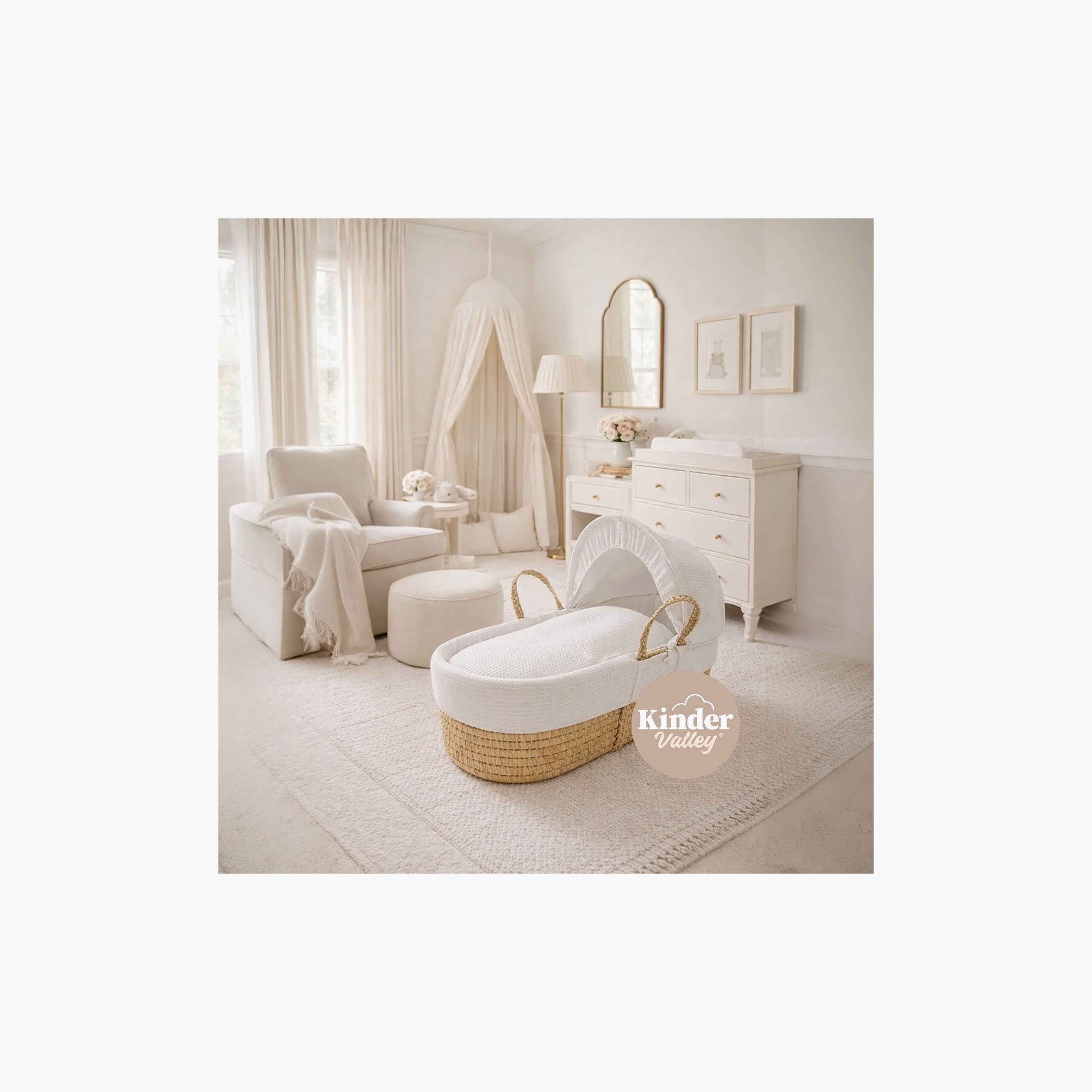سلة موسى من الخوص من خيندر فالي بتنجيد قطني وافل فاخر-baby-nursery-furniture-mosesbaskets-image-2