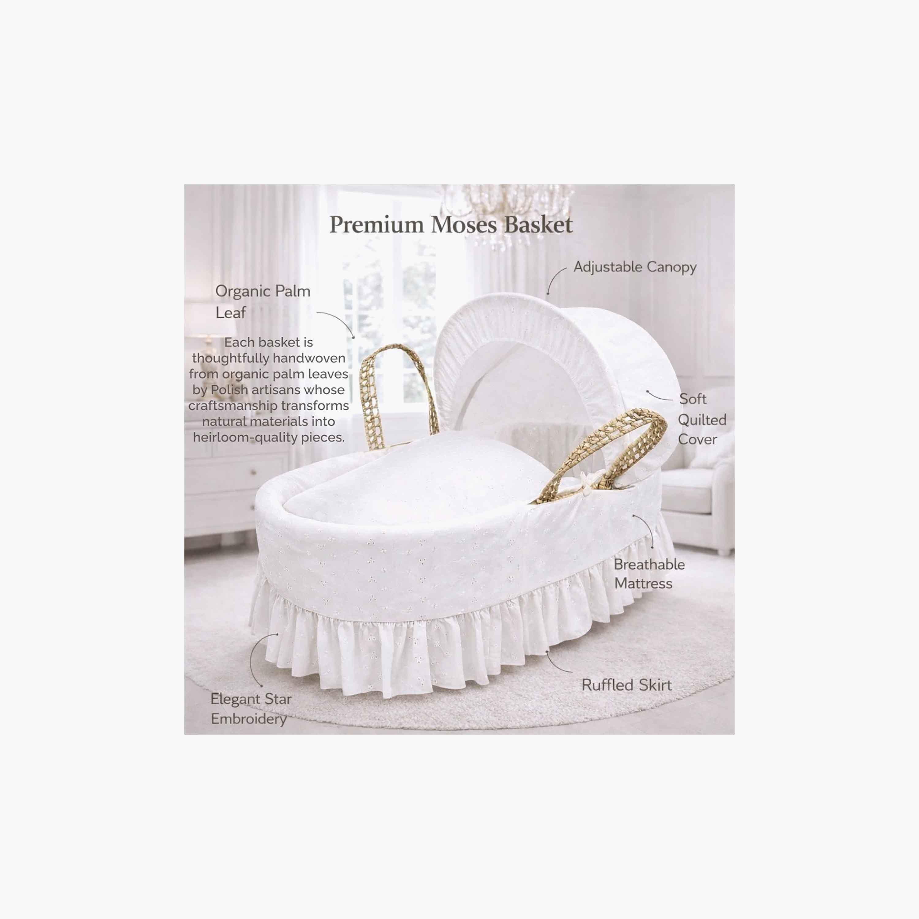 سلة موسى فاخرة بتطريز باللون العاجي من كيندر فالي-baby-nursery-furniture-mosesbaskets-image-4