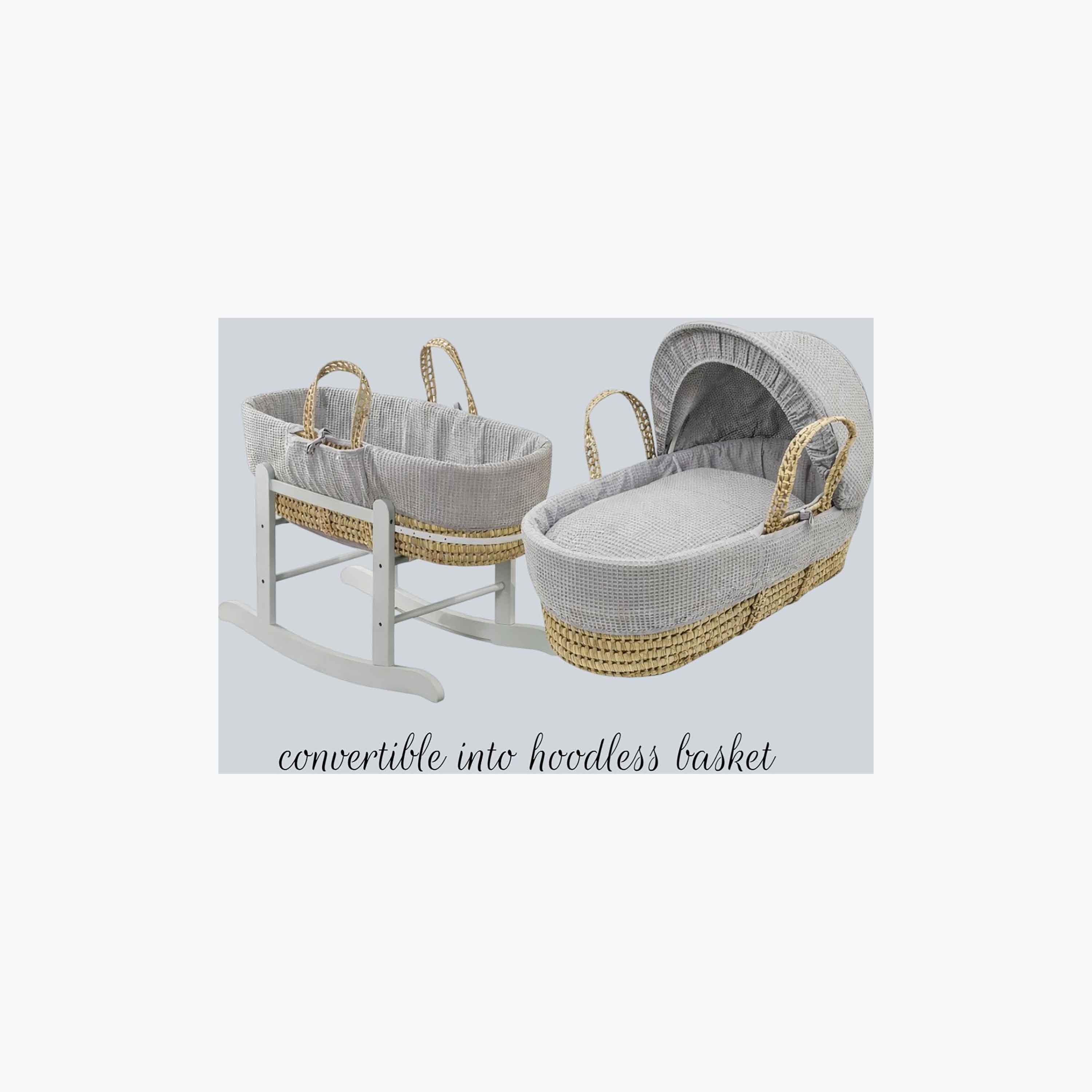 سرير محمول بتصميم الوافل بلون رمادي الحمامة مع حامل هزاز من كيندر فالي-baby-nursery-furniture-mosesbaskets-image-5