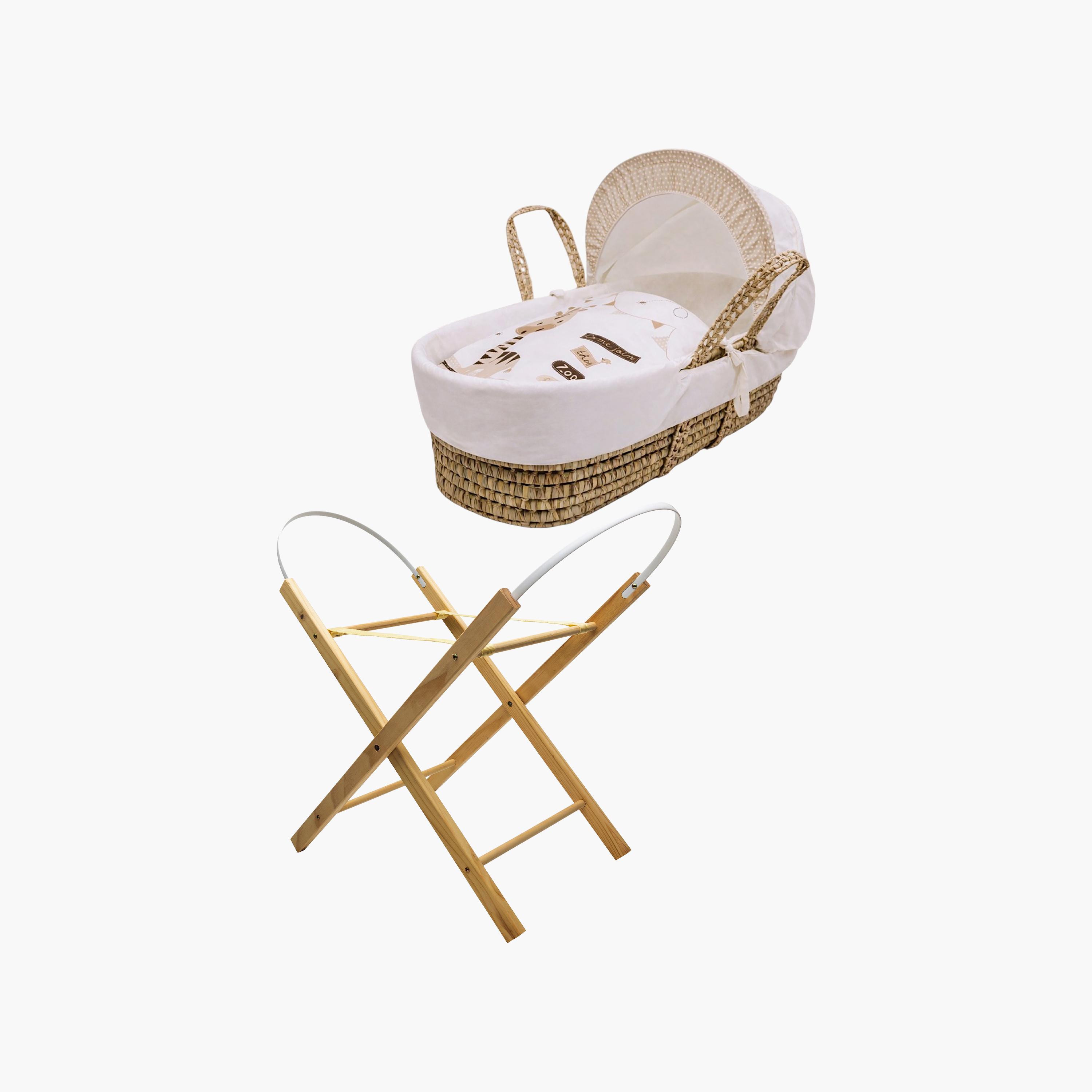 مهد موسى بتصميم حيوانات الزوو الحمار الوحشي مع حامل أوبال القابل للطي من كيندر فالي-baby-nursery-furniture-mosesbaskets-image-1