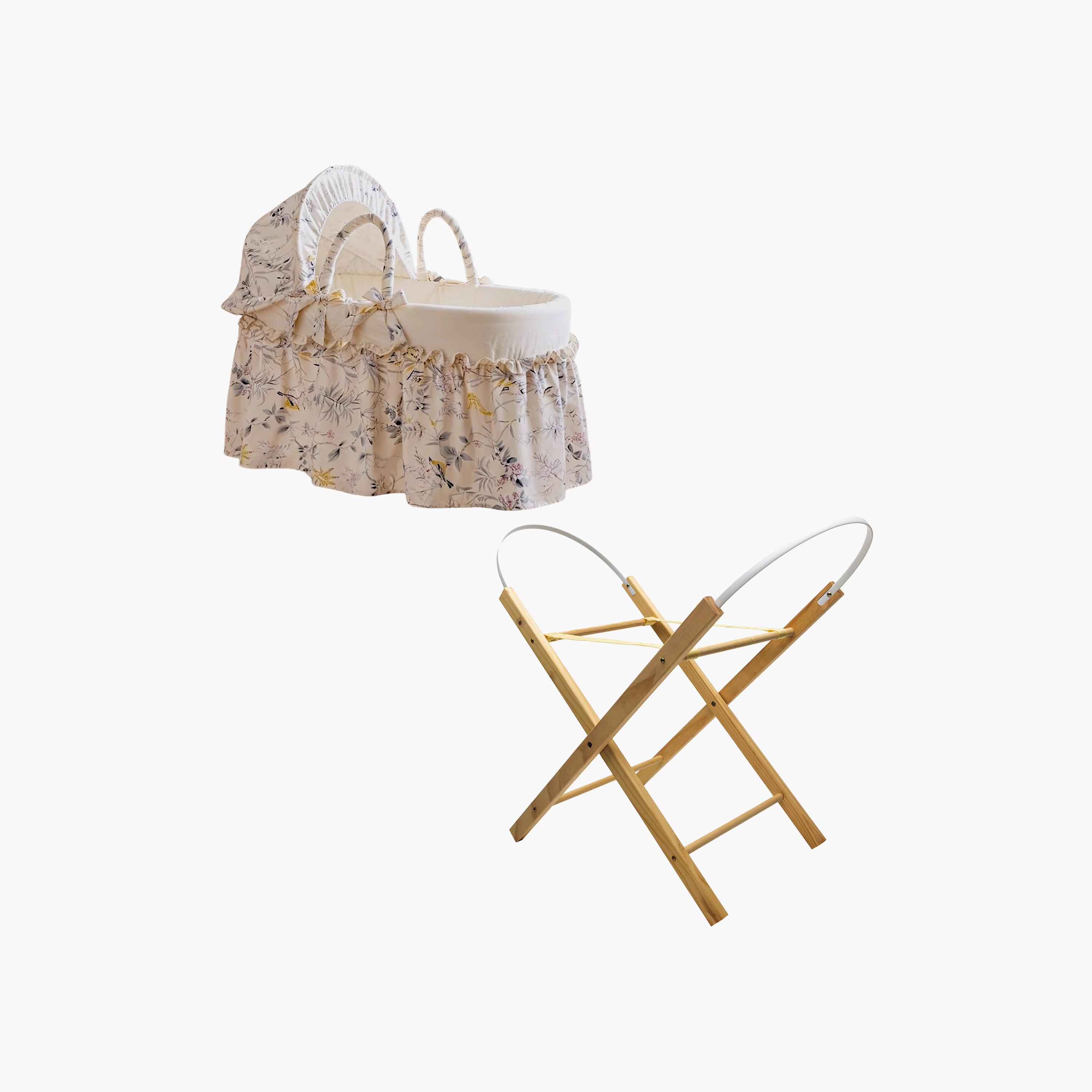 سلة موسى فاخرة بتصميم زهور برية مع حامل أوبال قابل للطي من كيندر فالي-baby-nursery-furniture-mosesbaskets-image-1