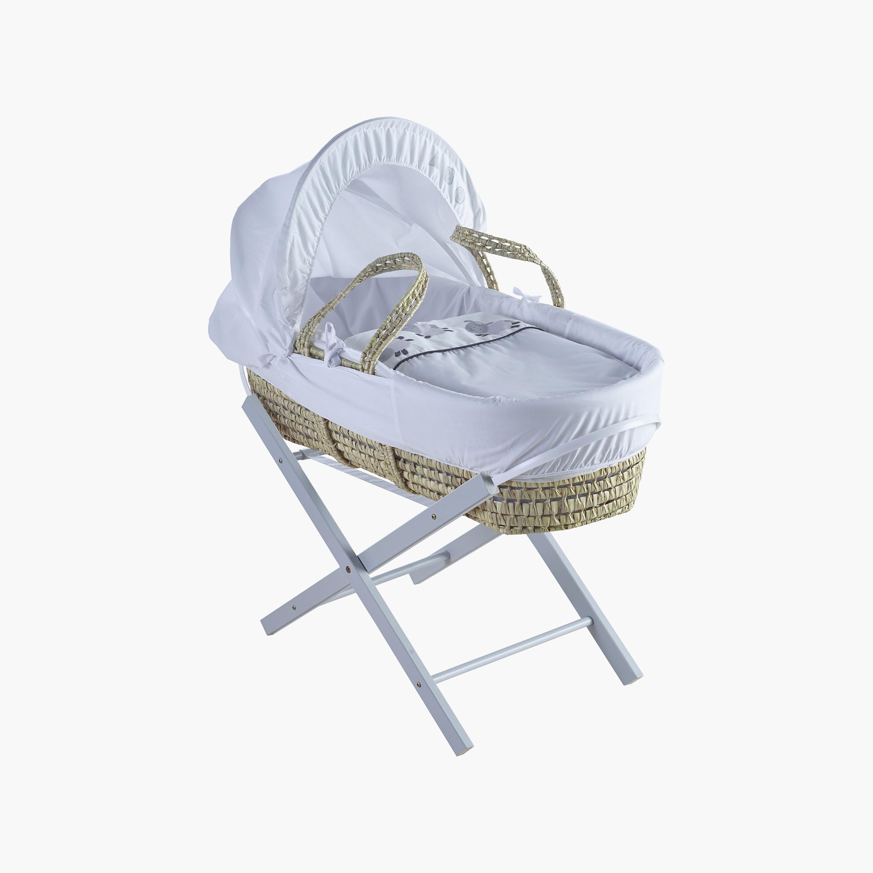 سلة موسى بخامة النخيل بتصميم عد الأغنام مع حامل أوبال القابل للطي من كيندر فالي-baby-nursery-furniture-mosesbaskets-image-1