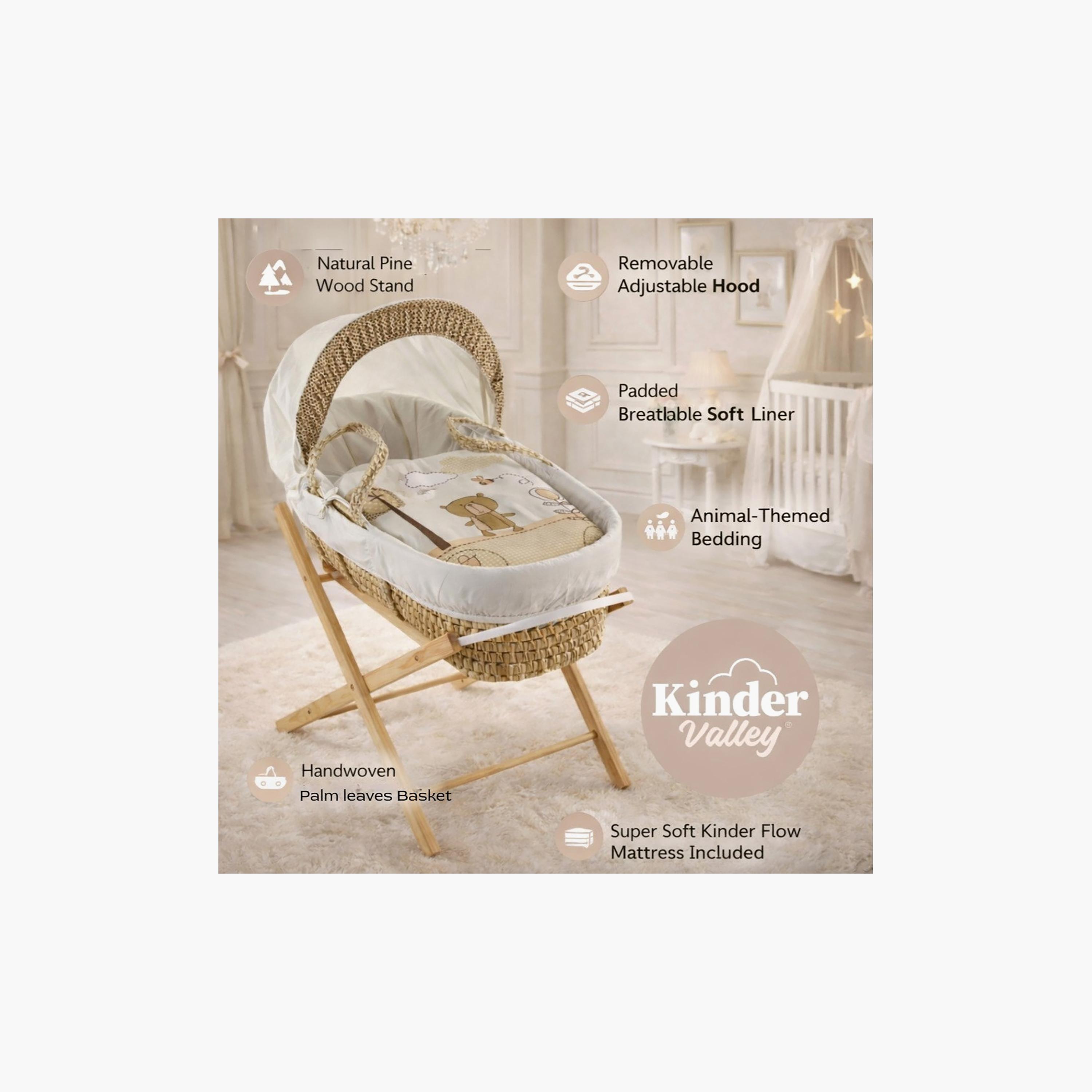 سلة نوم موسى فاخرة تيد أدفنتشر مع حامل أوبال القابل للطي من كيندر فالي-baby-nursery-furniture-mosesbaskets-image-5