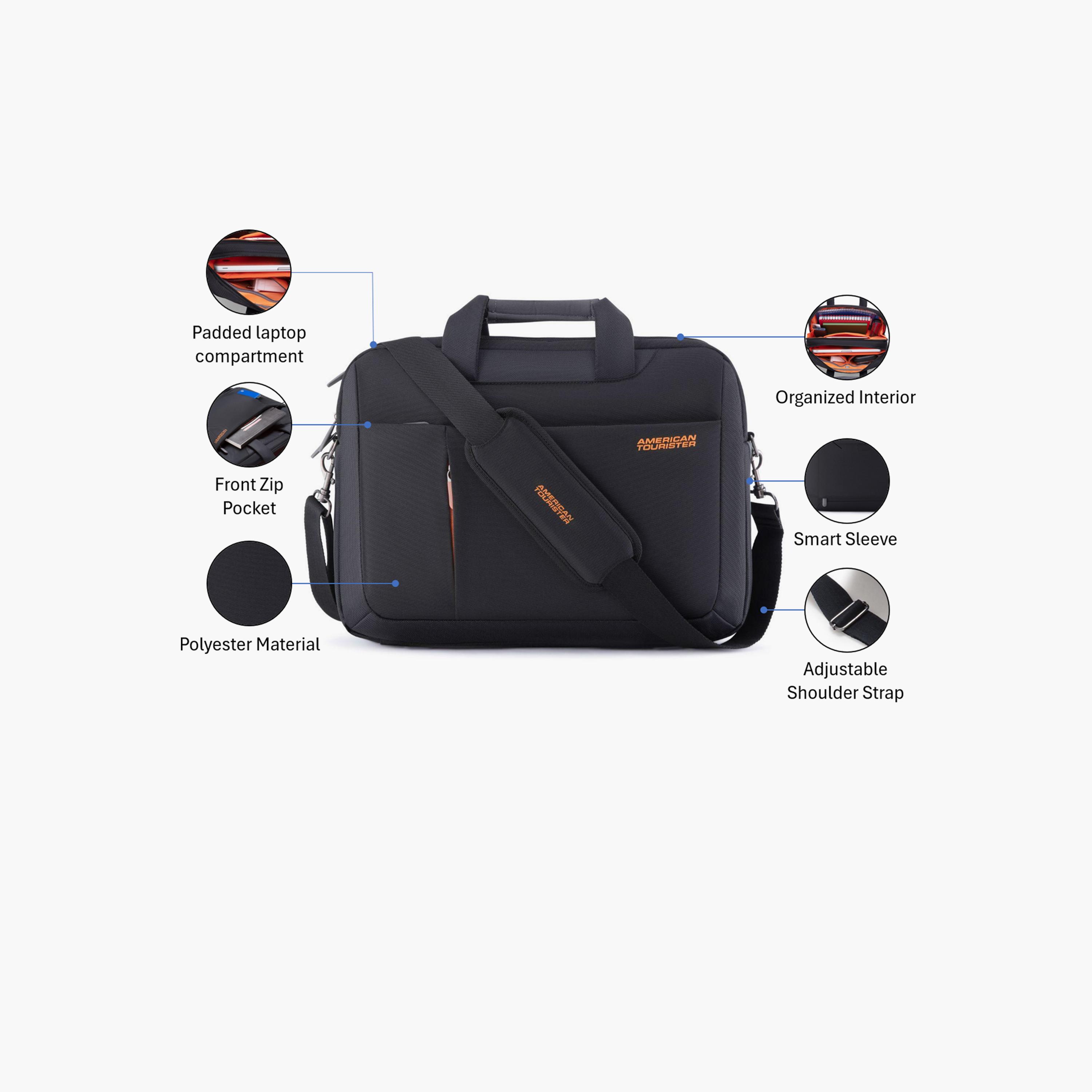 American Tourister Activair Plain Double Handle Laptop Bag with Zipper Closure and Detachable Strap | 29.5 X 39 X 10 CM-men-bags-image-3