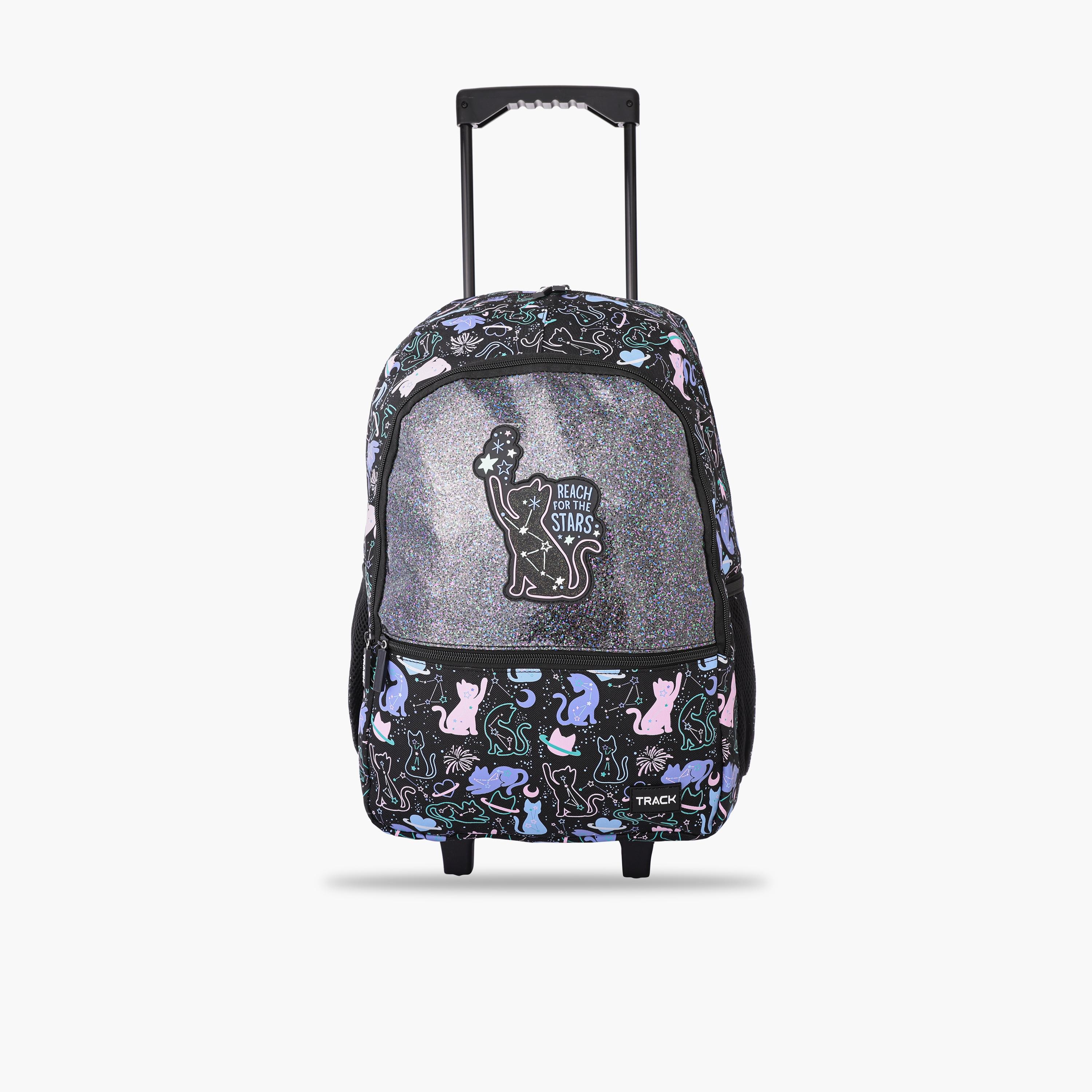 Track 18 Inches Trolley Backpack, Fabric, Adjustable Straps | AS007-18-school-bagsandbackpacks-trolleybags-image-1