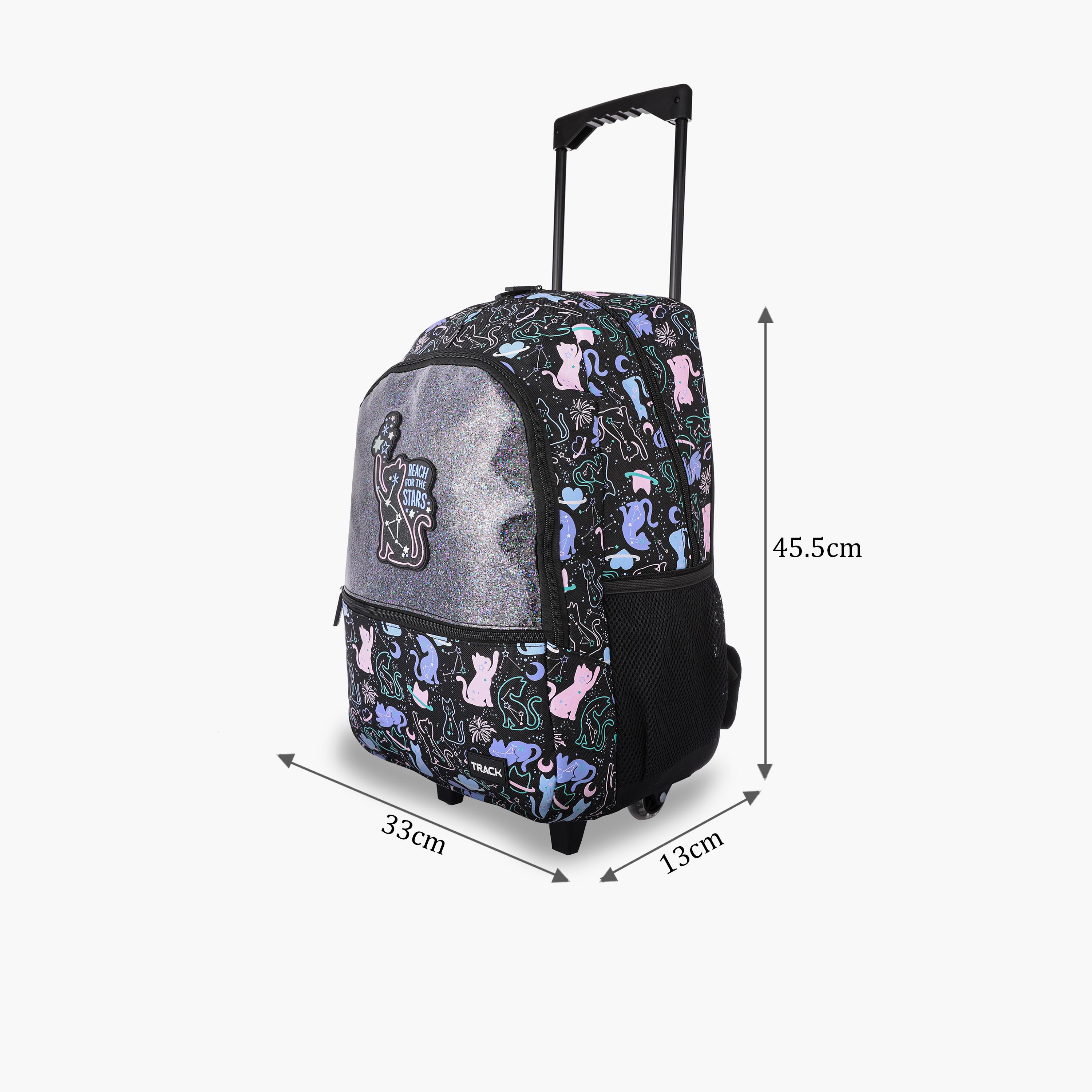 Track 18 Inches Trolley Backpack, Fabric, Adjustable Straps | AS007-18-school-bagsandbackpacks-trolleybags-image-2