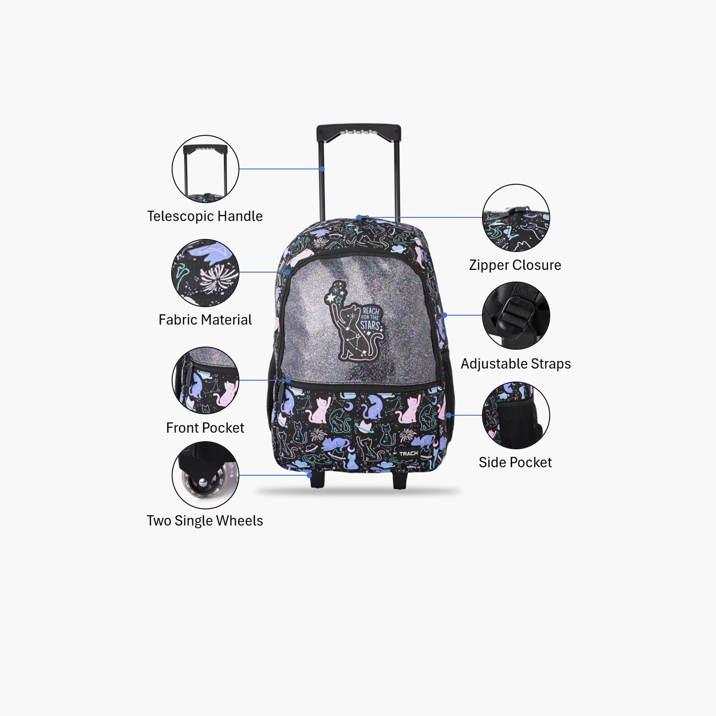 Track 18 Inches Trolley Backpack, Fabric, Adjustable Straps | AS007-18-school-bagsandbackpacks-trolleybags-image-3