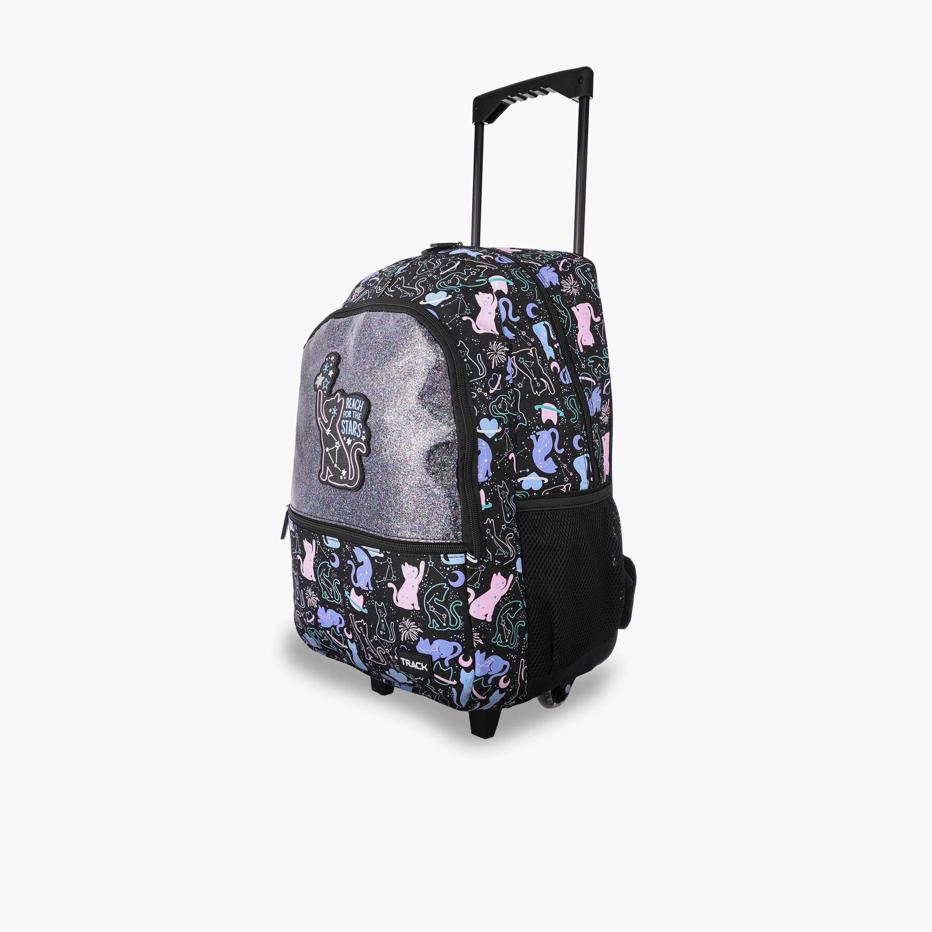 Track 18 Inches Trolley Backpack, Fabric, Adjustable Straps | AS007-18-school-bagsandbackpacks-trolleybags-image-4