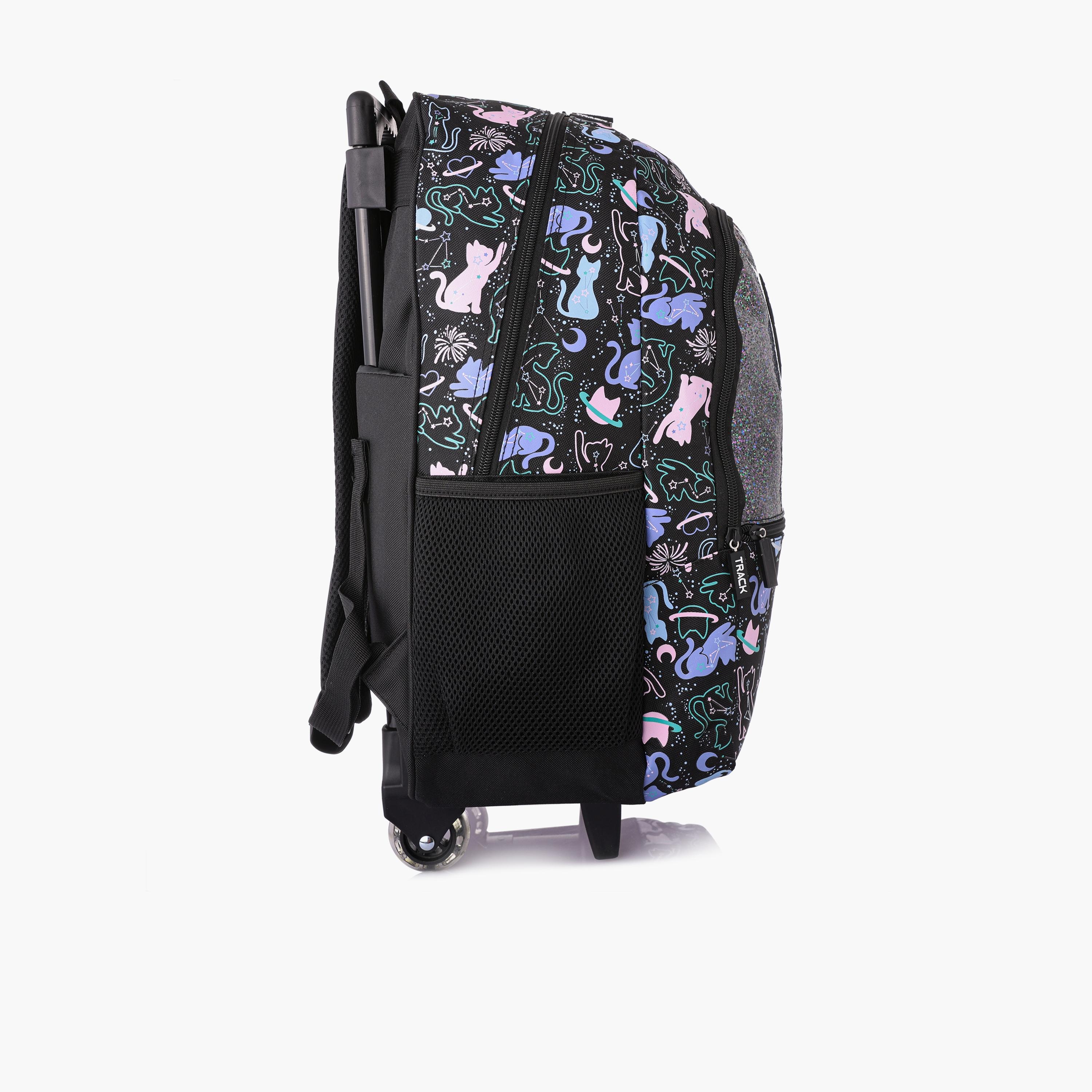 Track 18 Inches Trolley Backpack, Fabric, Adjustable Straps | AS007-18-school-bagsandbackpacks-trolleybags-image-5