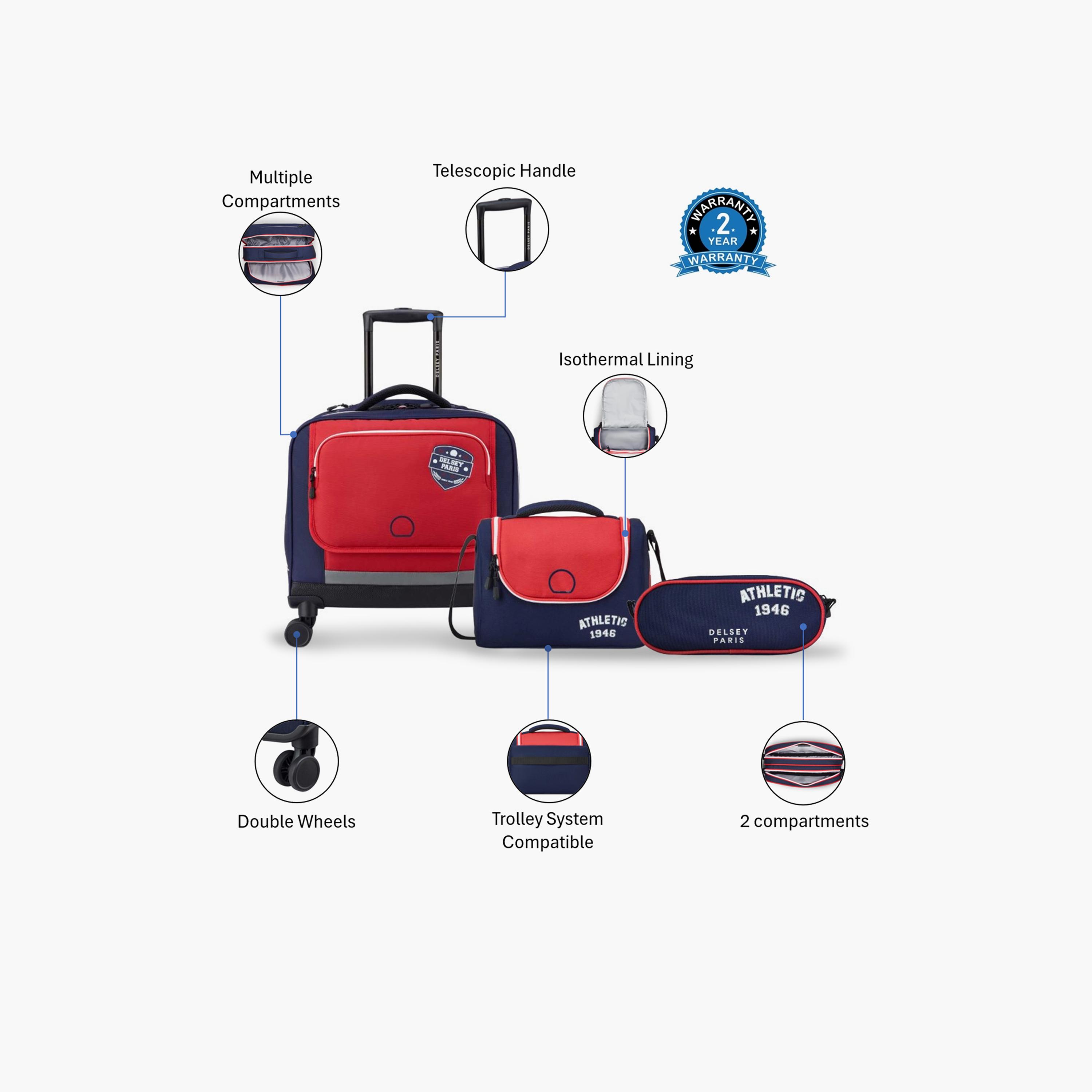 Delsey Paris 40 L | 15.6 Inches ACADEMIE Trolley Backpack Set, Polyester, Durable Wheels | 3490910-school-bagsandbackpacks-sets-image-2