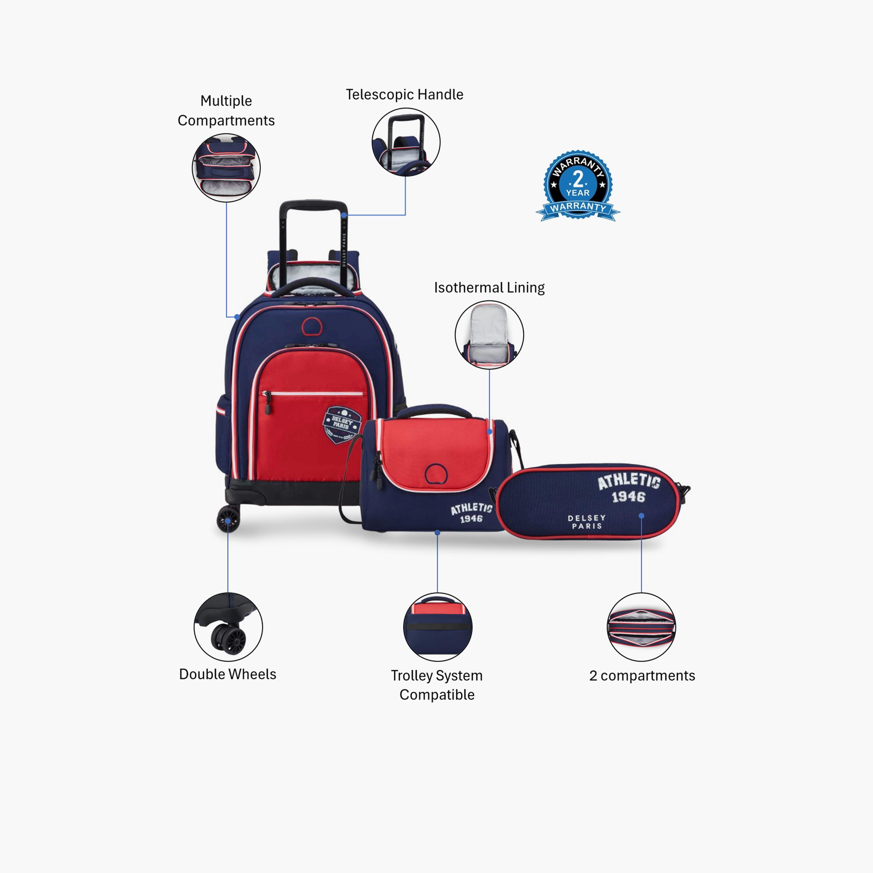 Delsey Paris 30 L | 19.5 Inches ACADEMIE Trolley Backpack Set, Polyester, Adjustable Straps | 3490914-school-bagsandbackpacks-sets-image-2