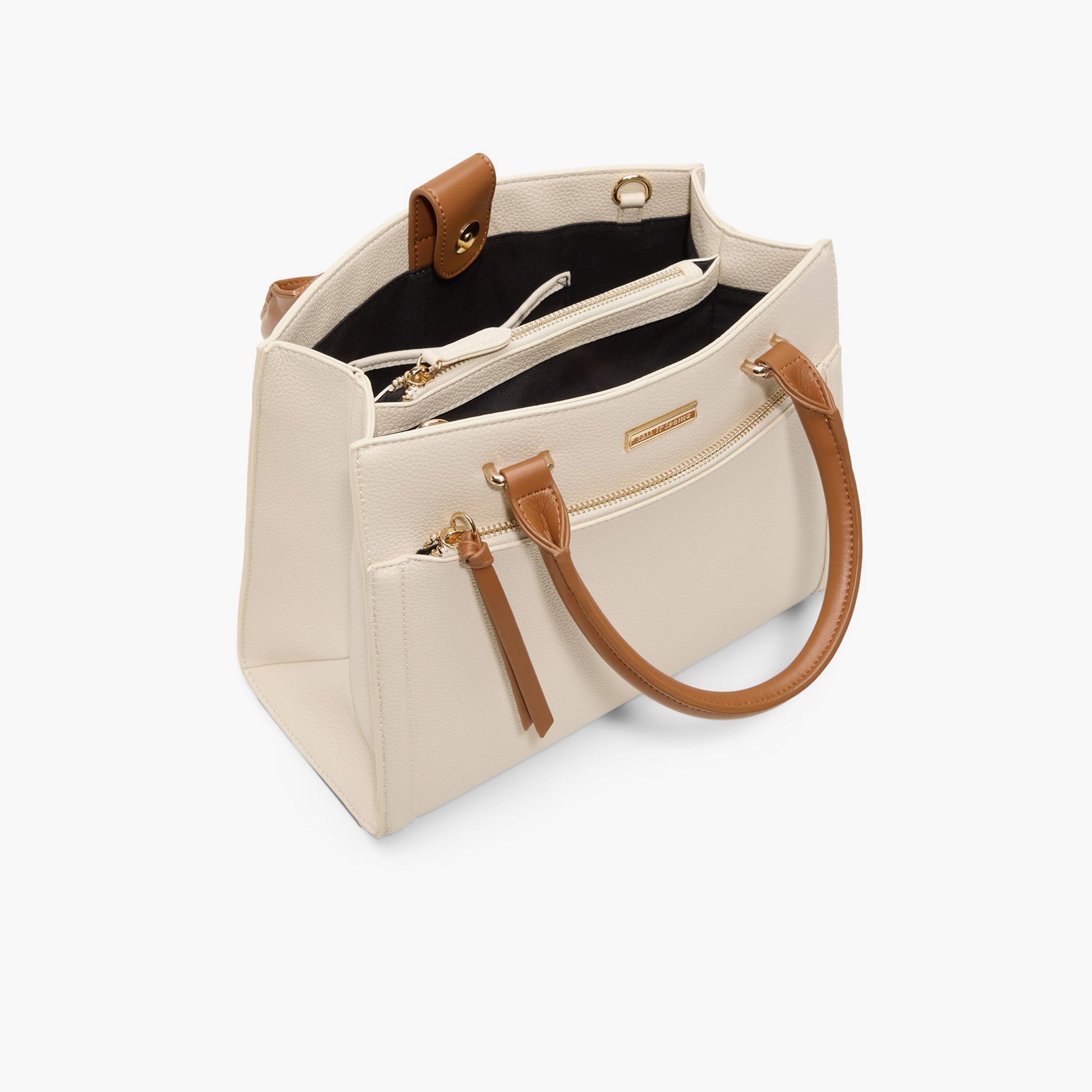 Call it Spring BELINDAA Textured Top Handle Satchel Bag with Magnetic Closure and Detachable Strap | 35 X 14 X 29 CM-women-bagsandwallets-handbags-image-3