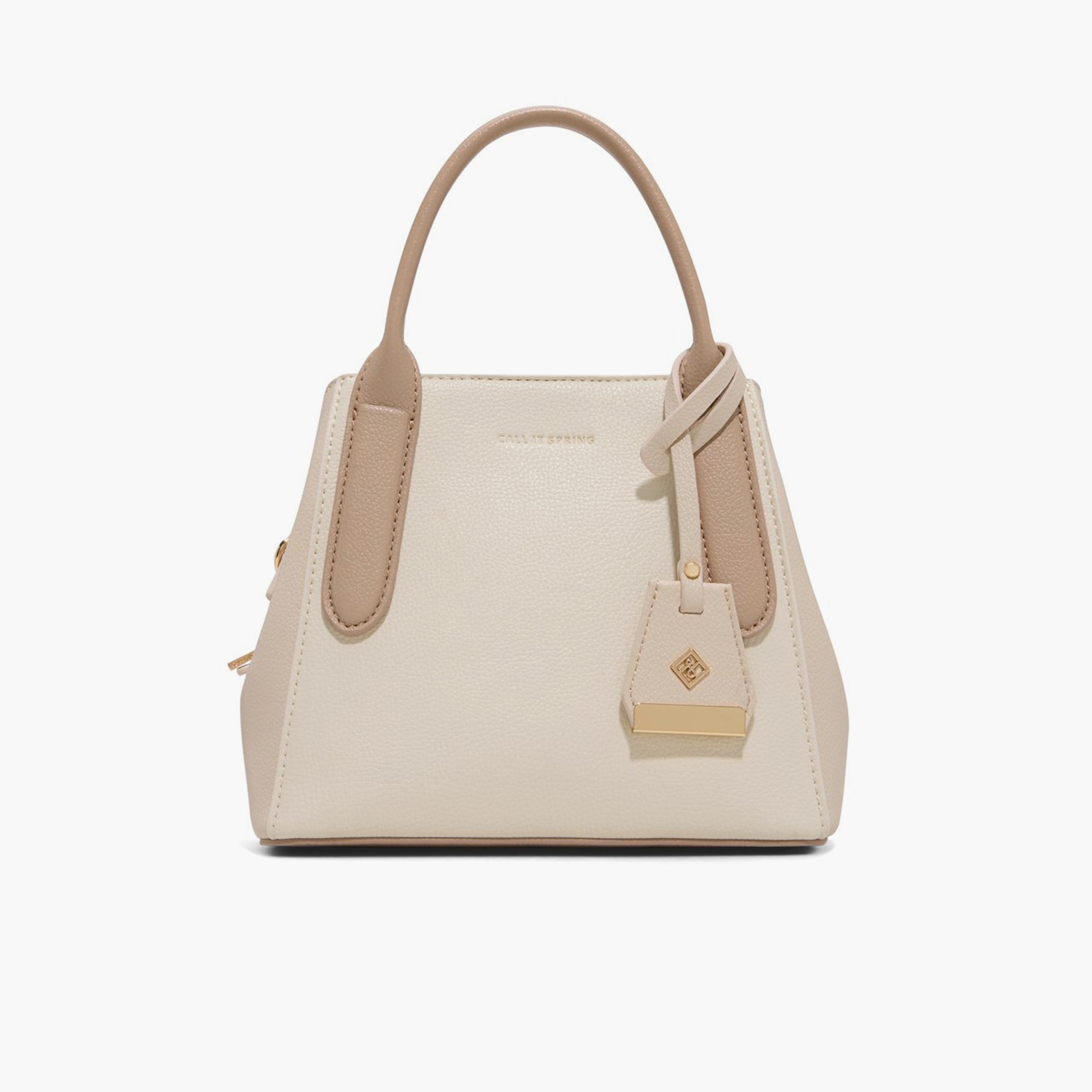 Call it Spring EVELIEN Textured Double Handle Satchel Bag with Magnetic Closure and Detachable Strap | 27 X 12 X 24 CM-women-bagsandwallets-handbags-image-1