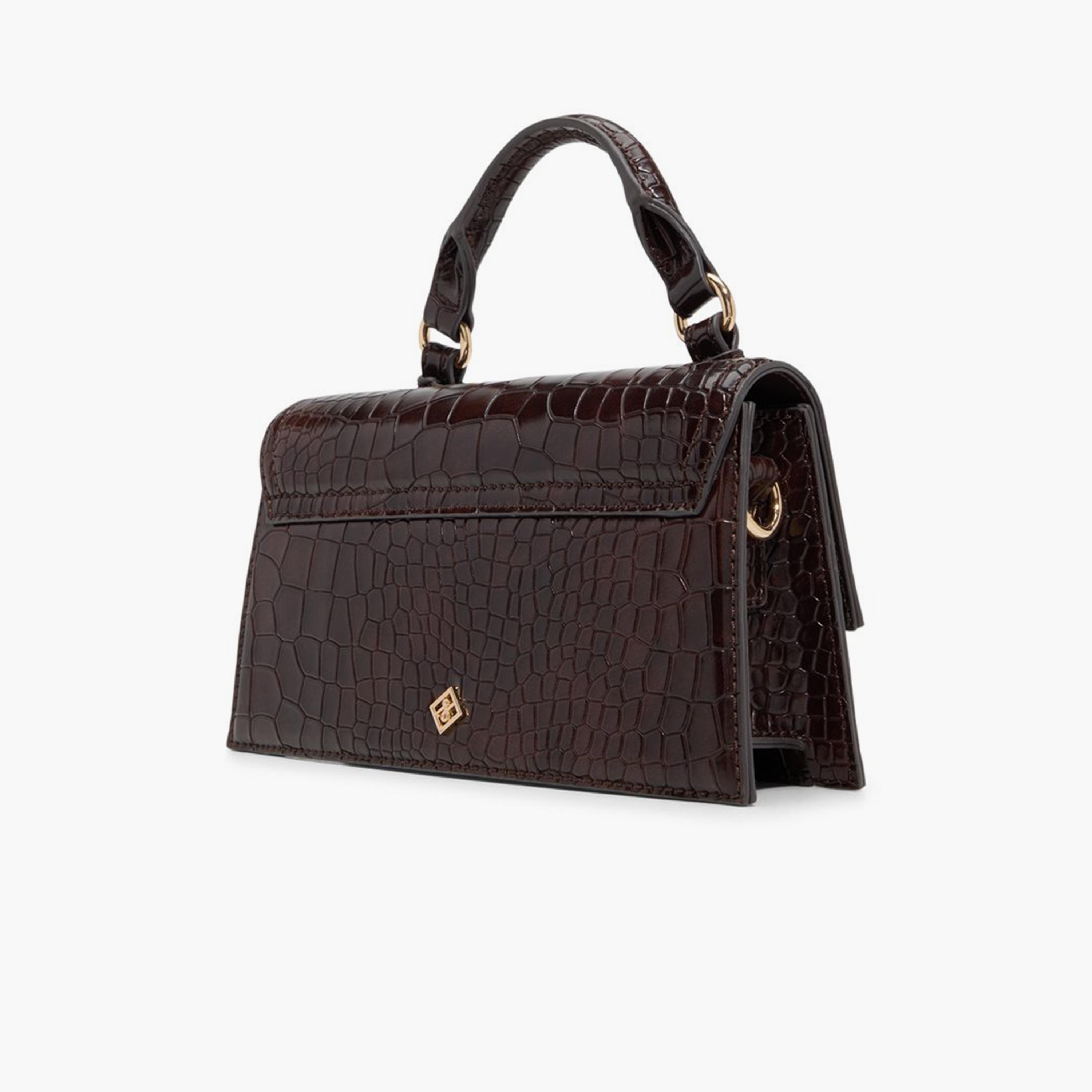 Call it Spring FAYYE Textured Top Handle Satchel Bag with Flap Closure and Detachable Strap | 21 X 7 X 22 CM-women-bagsandwallets-handbags-image-2