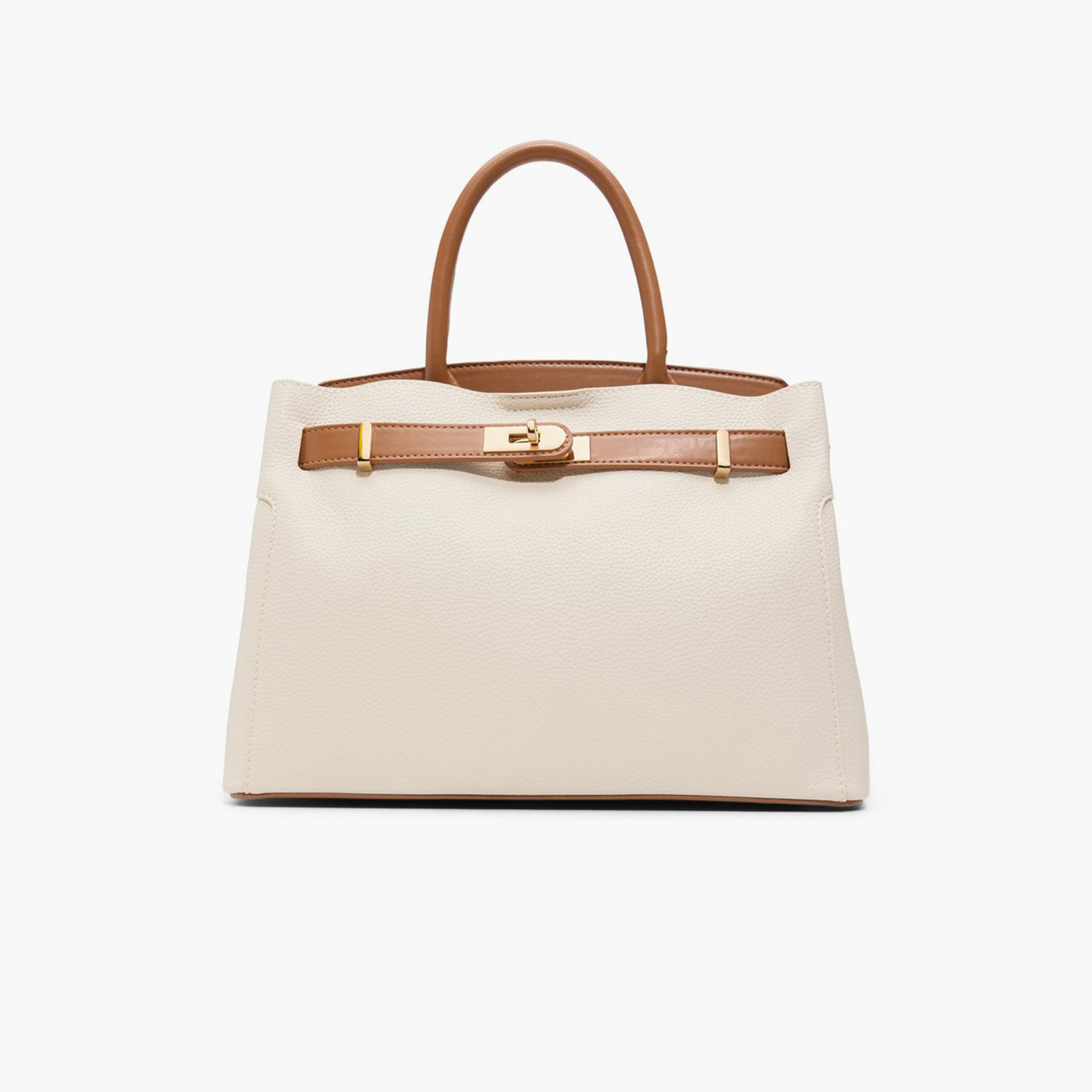 Call it Spring Lemercier Textured Double Handle Satchel Bag with Magnetic closure and Adjustable Strap-women-bagsandwallets-handbags-image-1