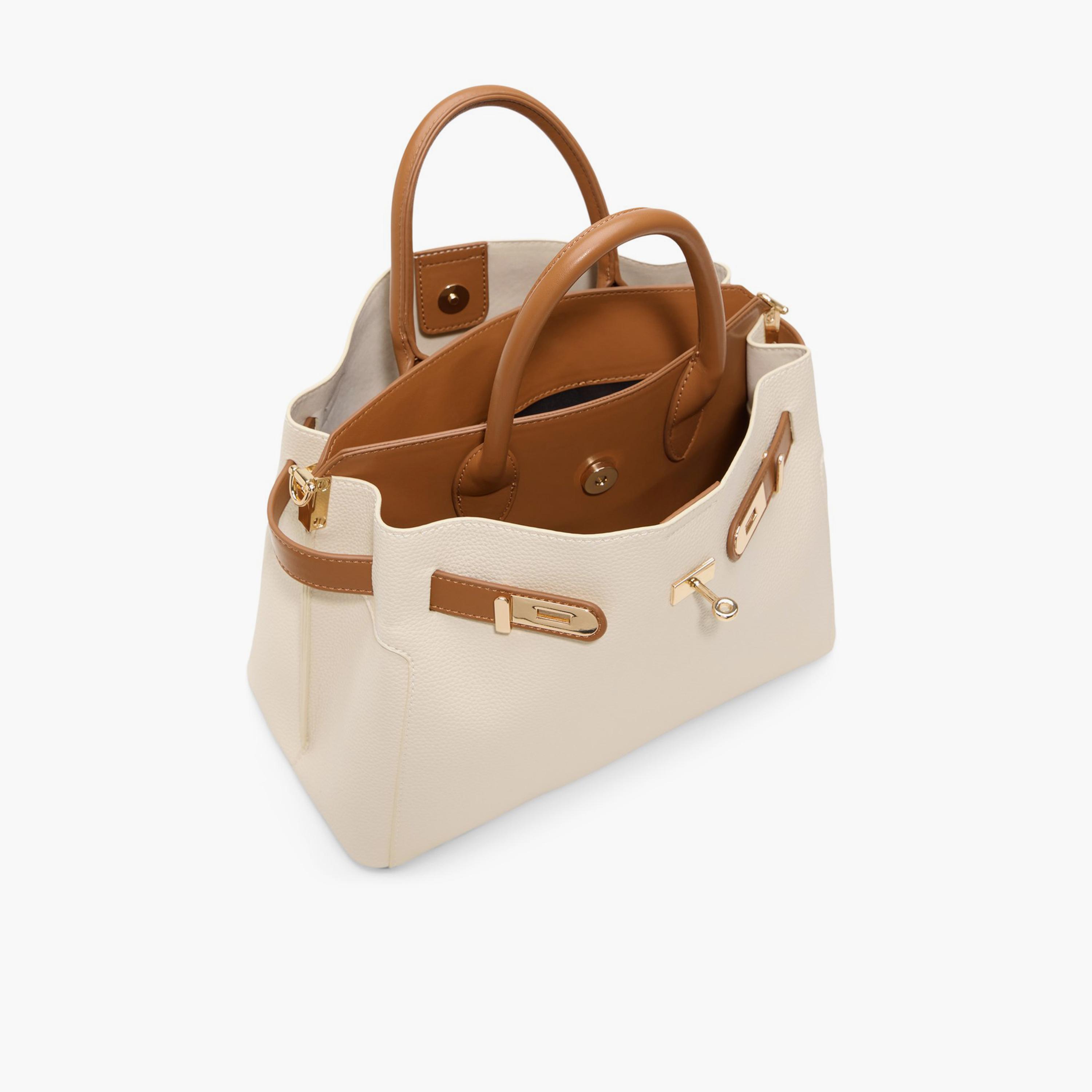 Call it Spring Lemercier Textured Double Handle Satchel Bag with Magnetic closure and Adjustable Strap-women-bagsandwallets-handbags-image-3