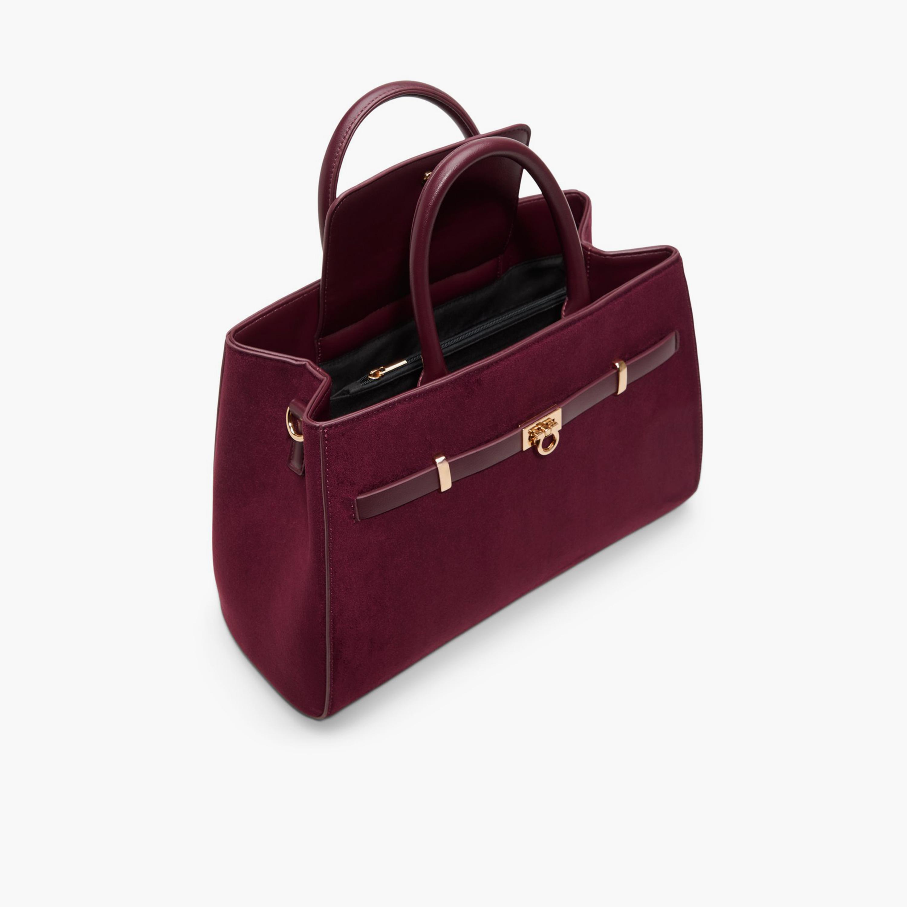 Call it Spring ROMYYY Textured Double Handle Satchel Bag with Flap Closure and Detachable Strap | 28 X 10 X 32 CM-women-bagsandwallets-handbags-image-3