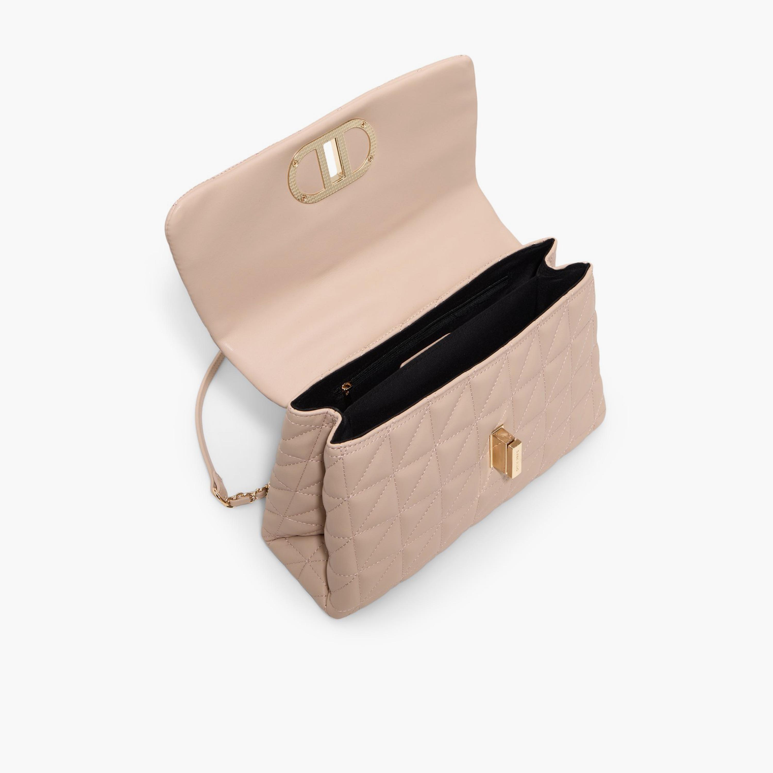 Call it Spring ZOLINA Quilted Top Handle Shoulder Bag with Twist Lock and Chain Strap | 21 X 10 X 29 CM-women-bagsandwallets-handbags-image-3